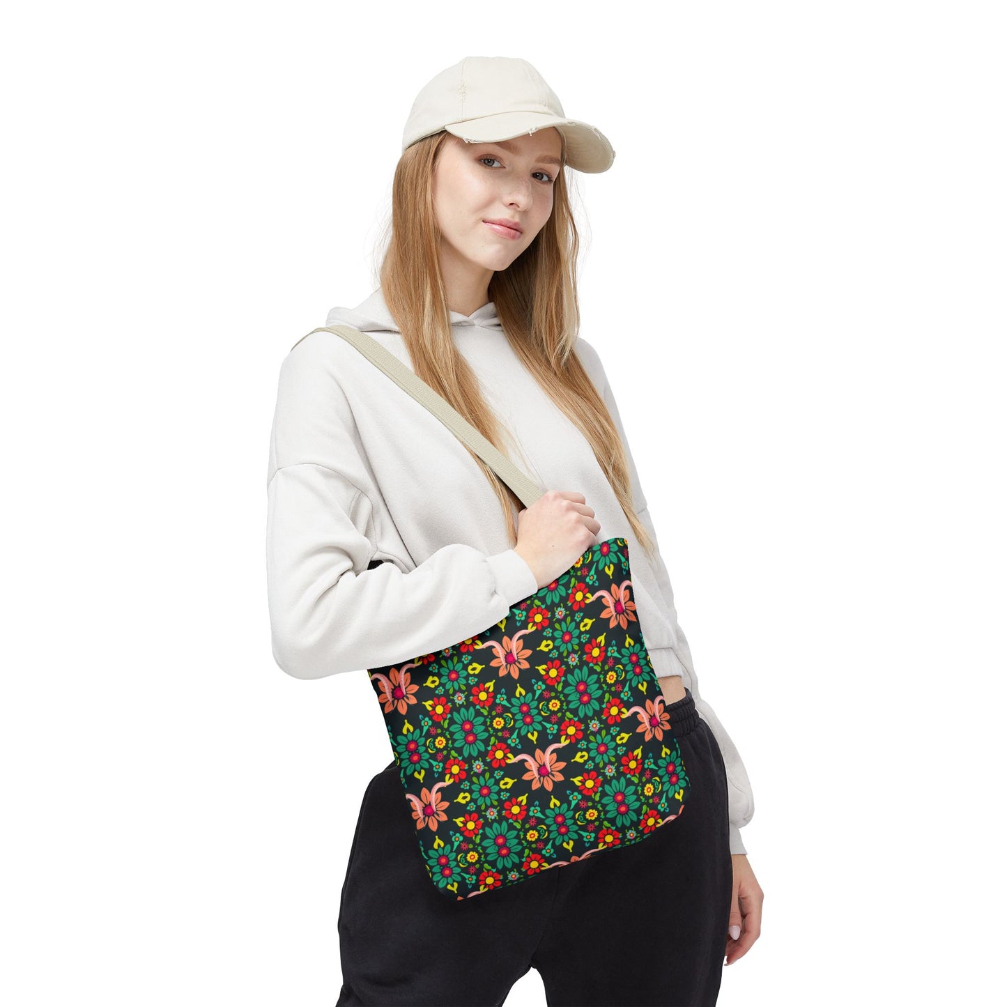 Tote Bag, (AOP), Aquarius, Zodiac v1, Flower Pattern