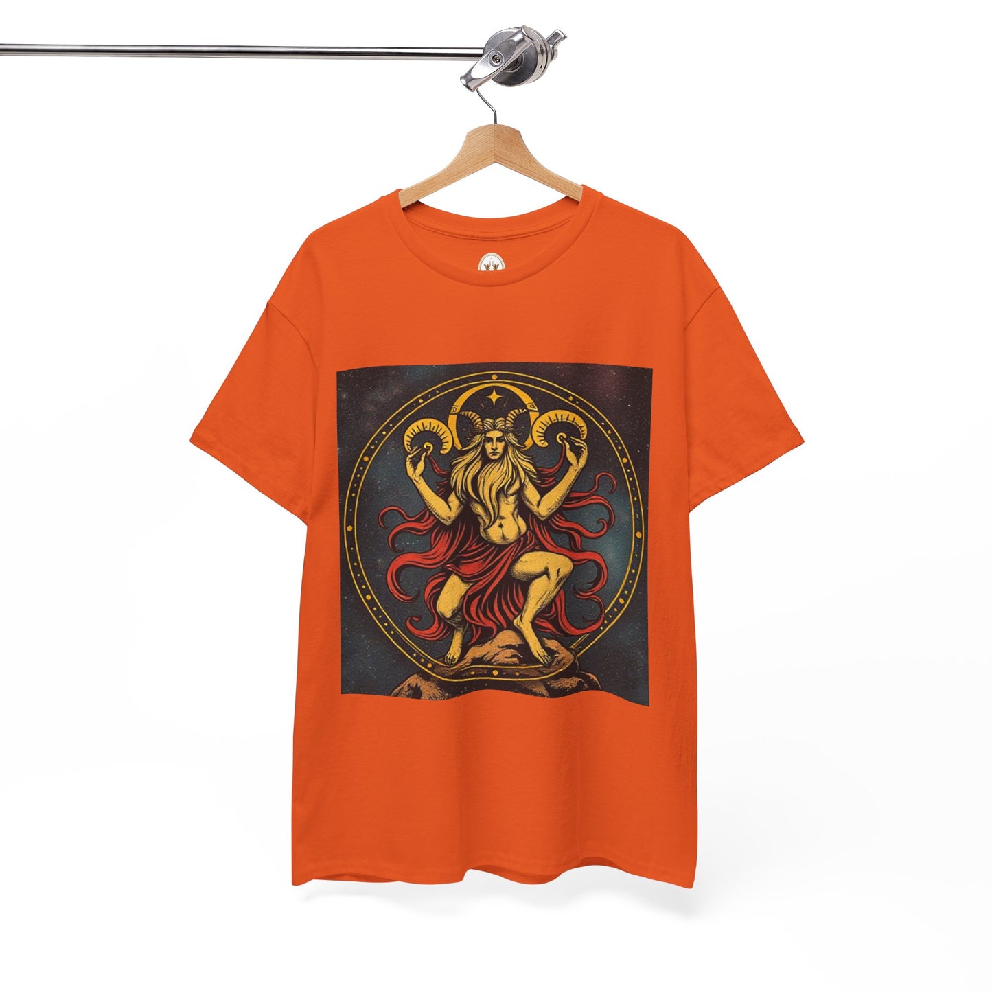 Unisex Heavy Cotton T-Shirt, Aries God 3v, Zodiac Design