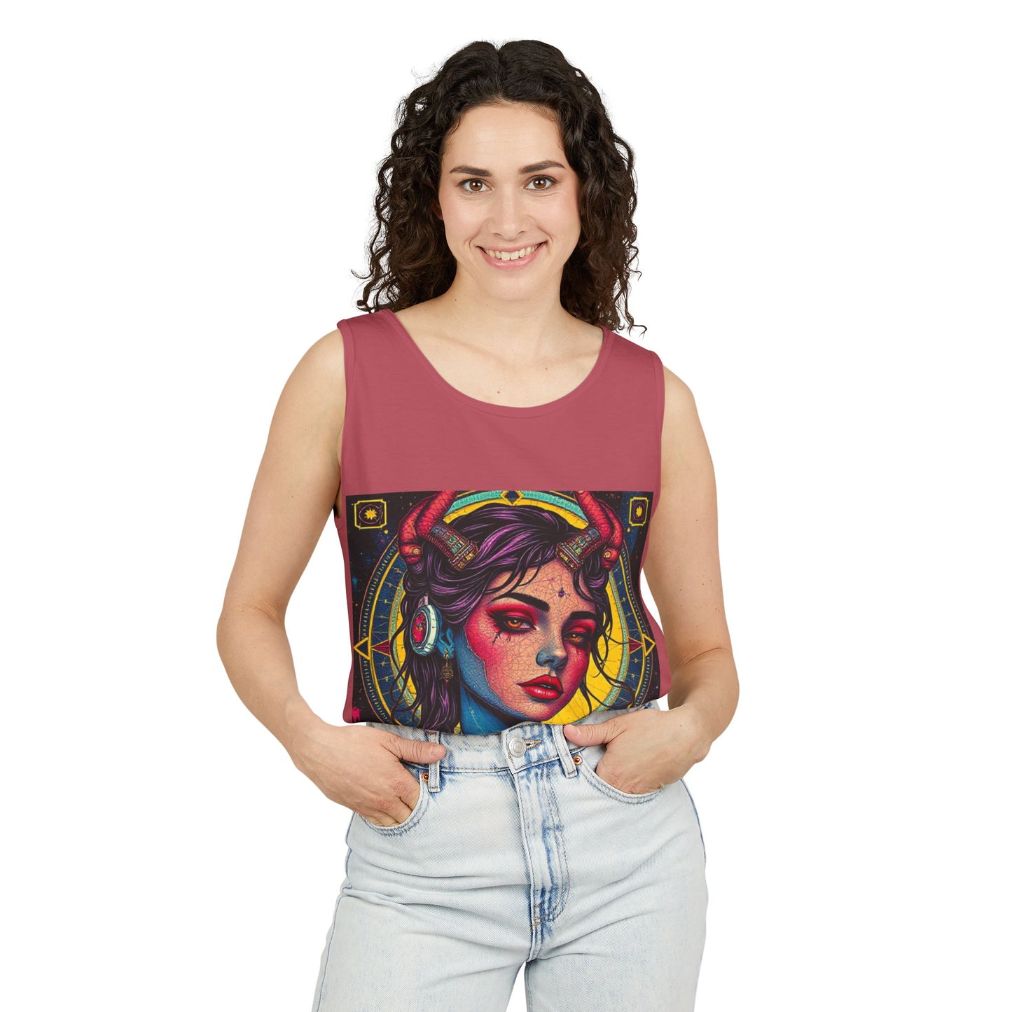 Unisex Garment-Dyed, Tank Top, Scorpio Design, Pop Art, 100% US cotton