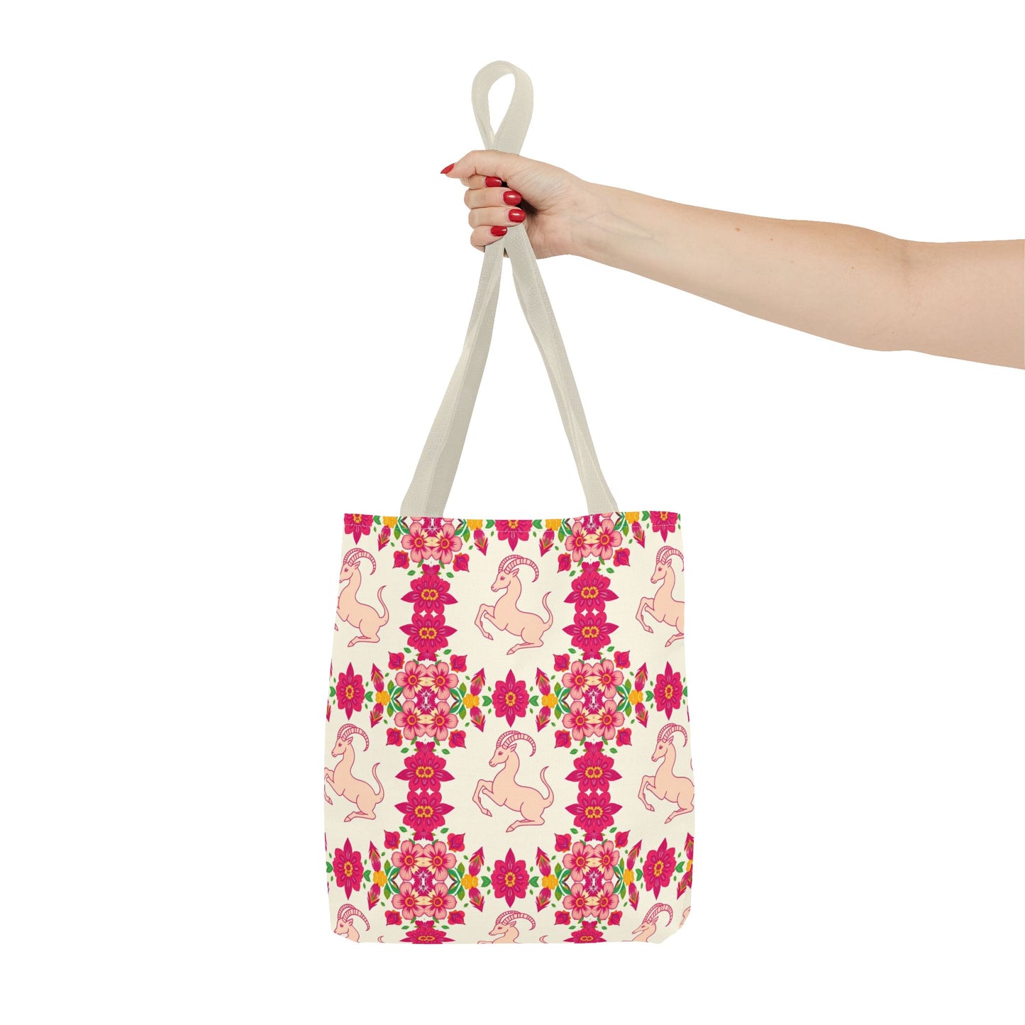 Tote Bag (AOP), Capricorn, Zodiac, Flower Pattern
