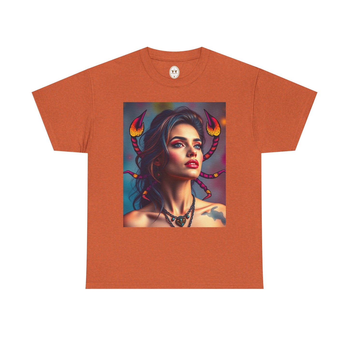 Unisex Heavy Cotton T-Shirt, Scorpio, Zodiac v2, Sexy Art