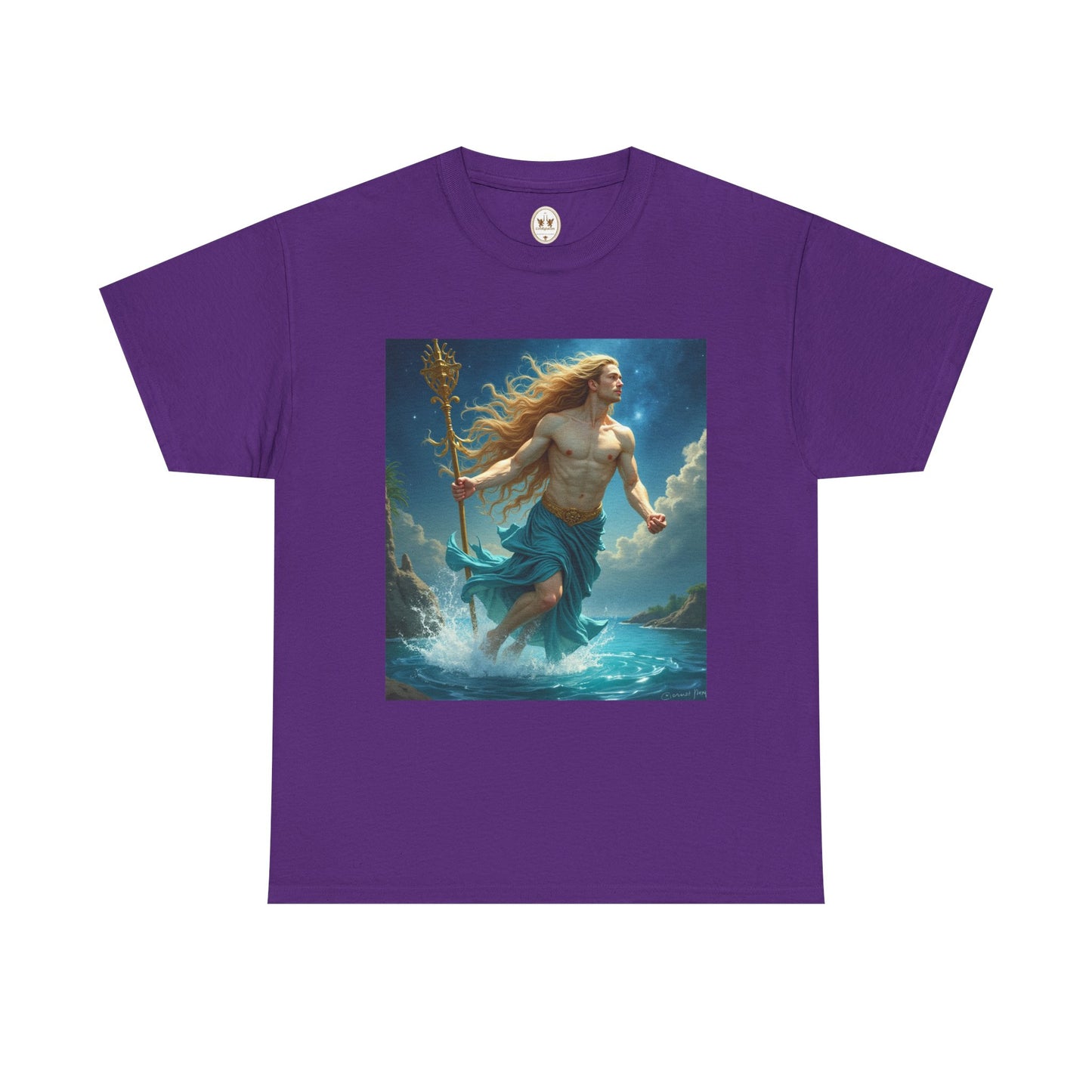 Unisex Heavy Cotton T-Shirt, Aquarius God 4v, Zodiac Design