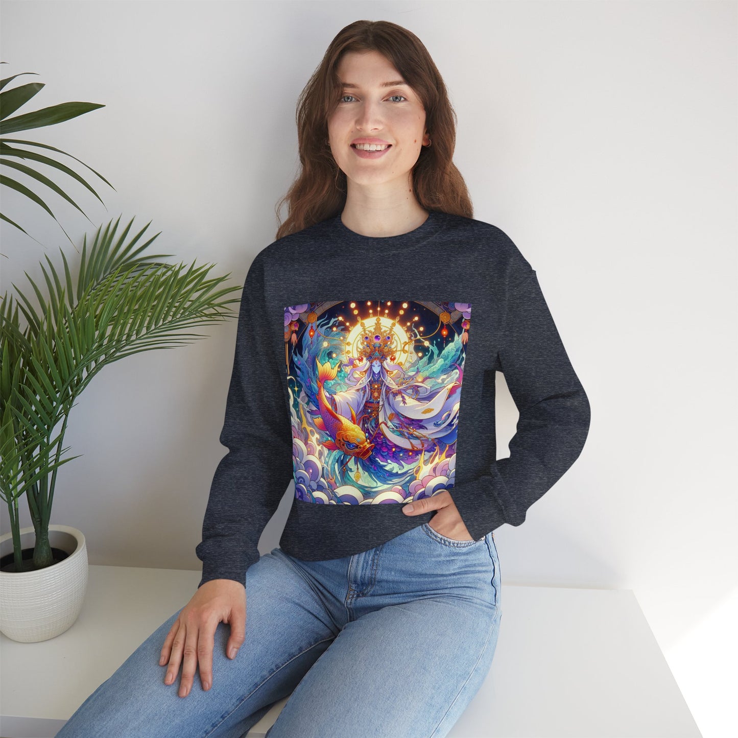 Unisex Heavy Blend™ Crewneck Sweatshirt, Anime Pisces King, Zodiac Design