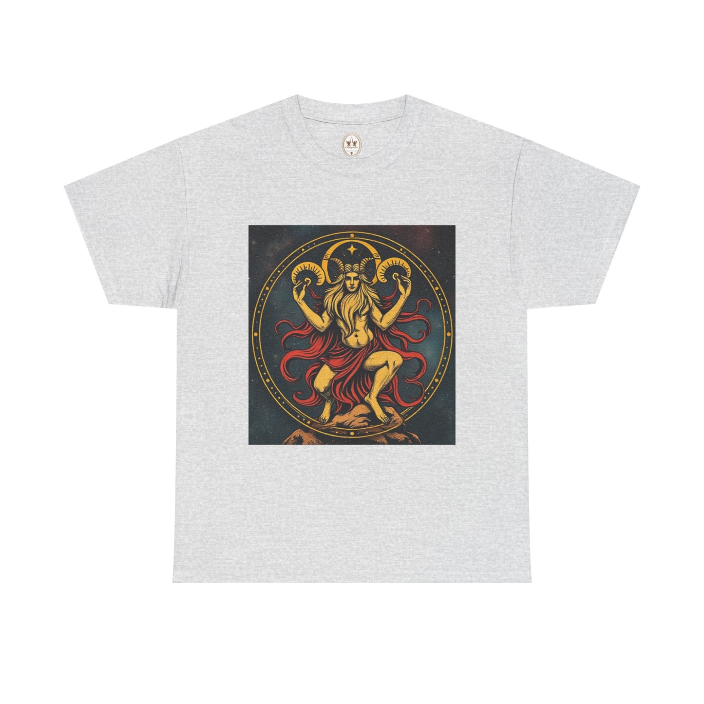 Unisex Heavy Cotton T-Shirt, Aries God 3v, Zodiac Design