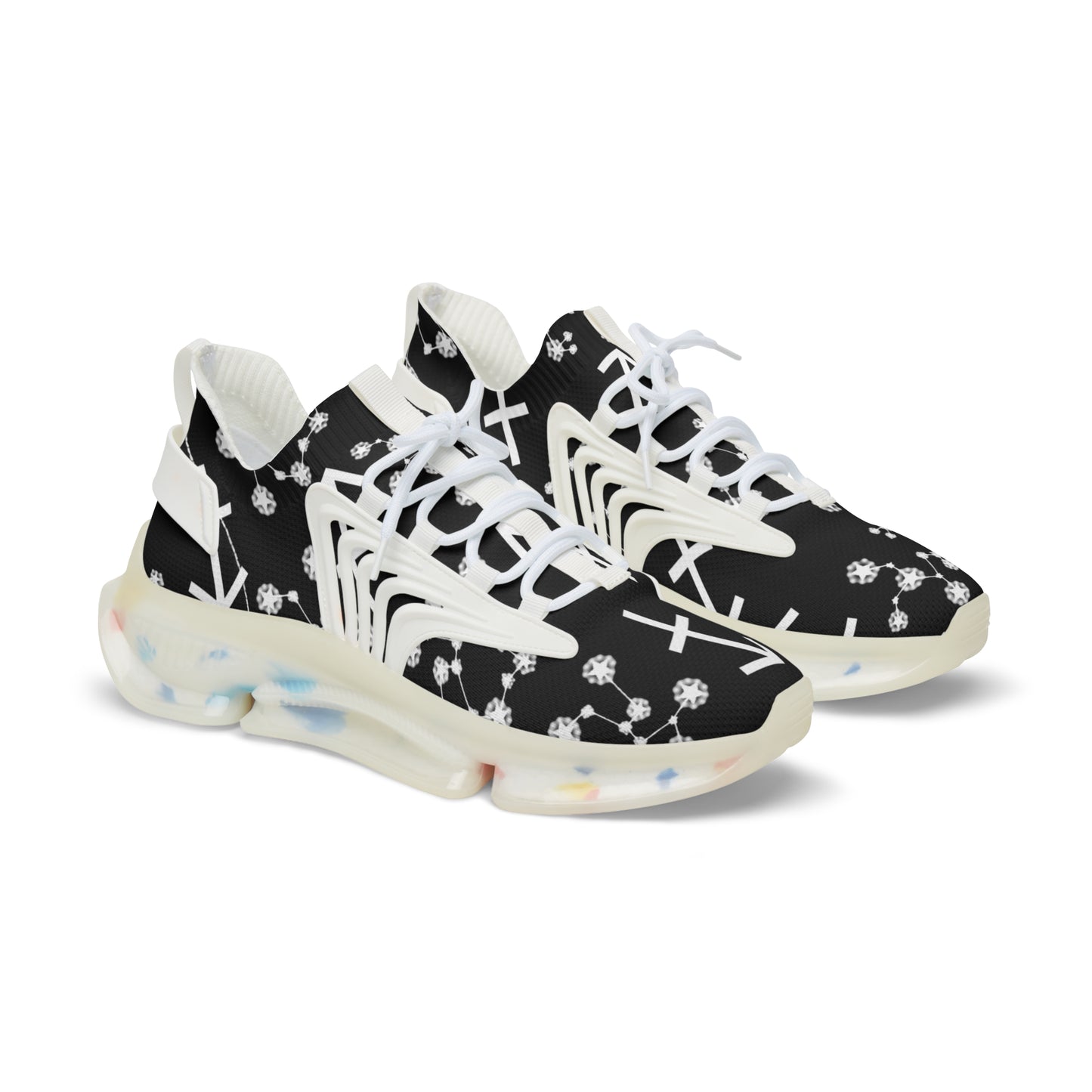 Men's Mesh Sneakers, Sagittarius Zodiac Sign, AOP, Black