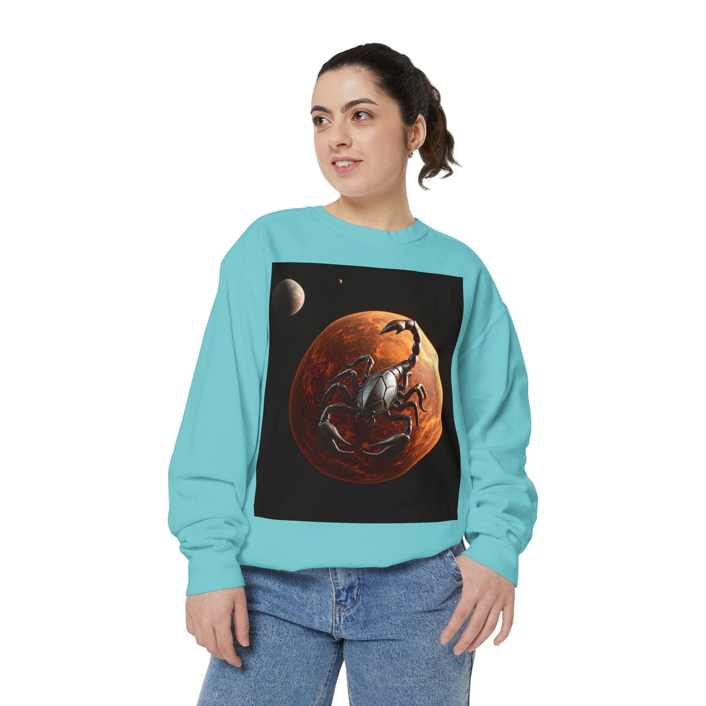 Garment-Dyed Sweatshirt, Unisex, Space Animal Design, Scorpio