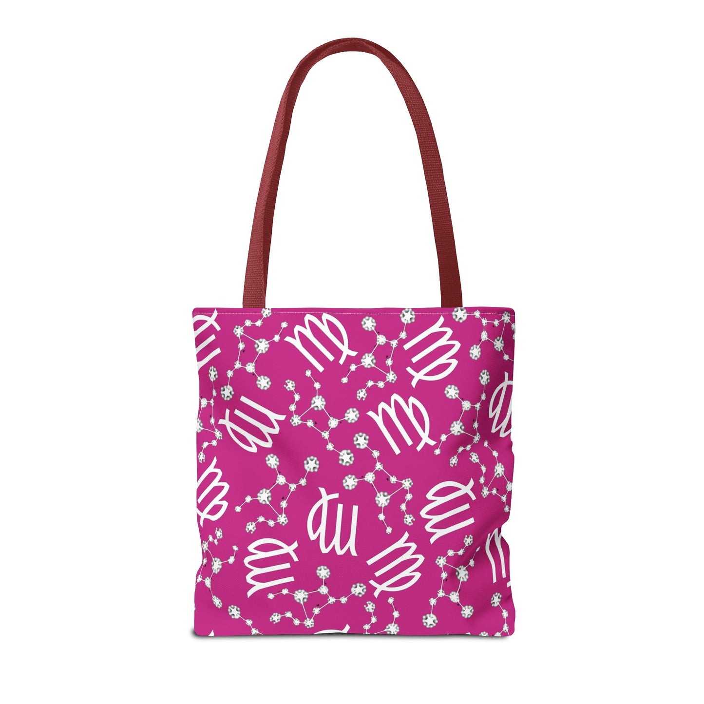 Tote Bag, Virgo Zodiac Sign, AOP, (Pink, White)