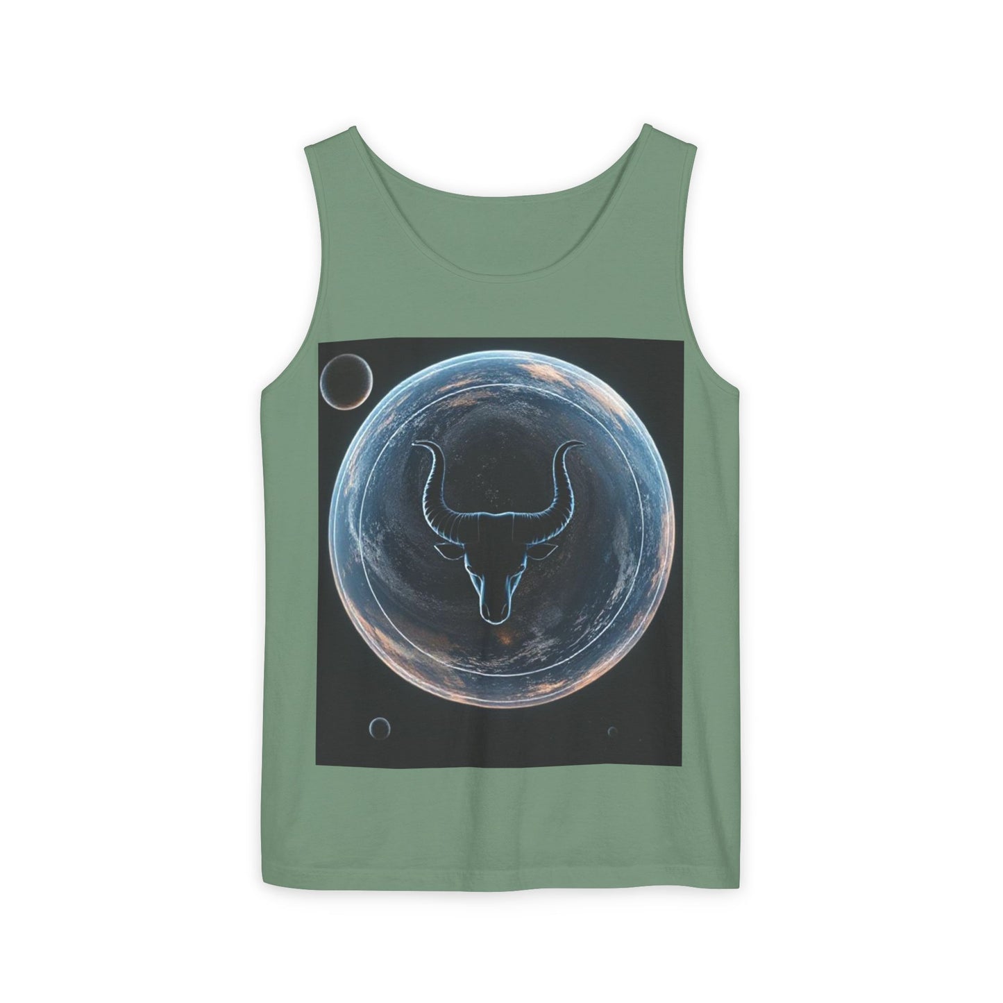 Unisex Garment-Dyed, Tank Top, Taurus Design, Planet Animal v1, 100% US cotton