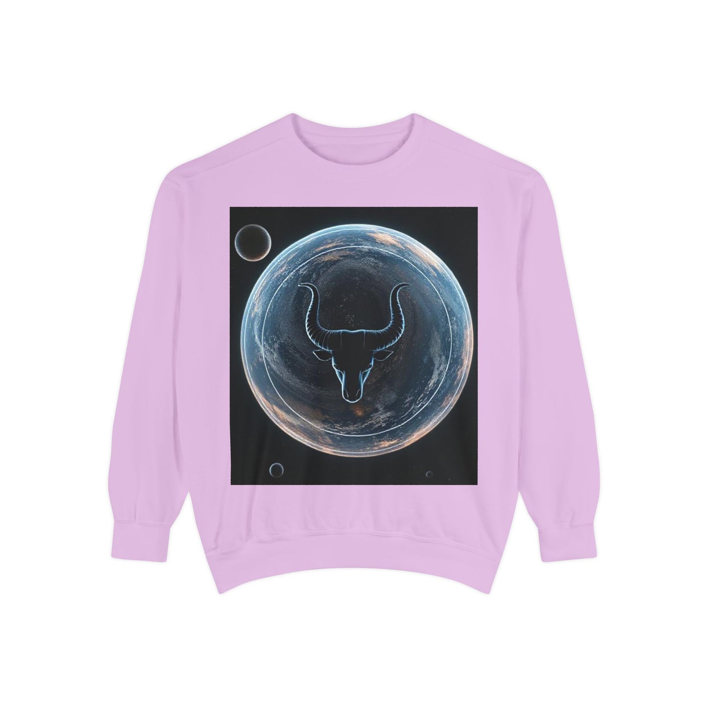 Garment-Dyed Sweatshirt, Unisex, Space Animal Design, Taurus