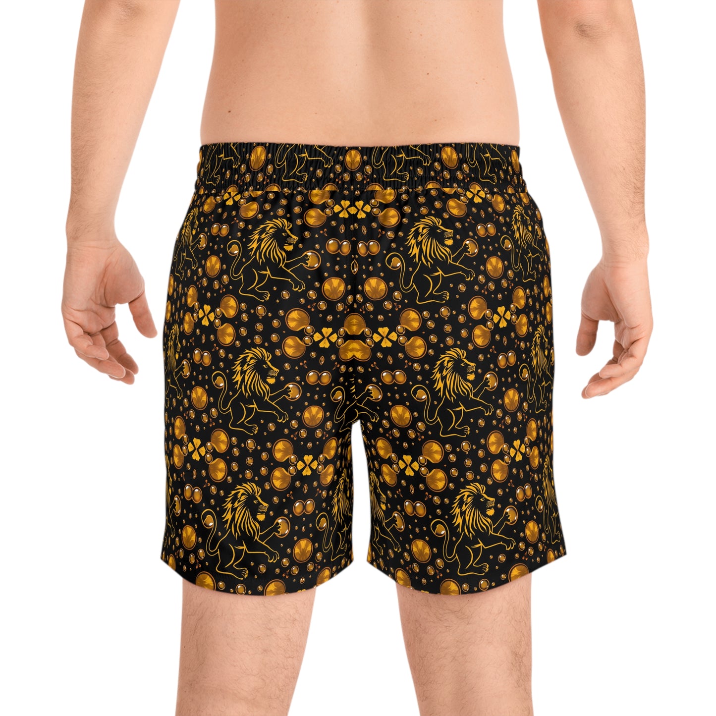 Men's Mid-Length Swim Shorts, (AOP), Leo, Zodiac v2, Bubble Pattern