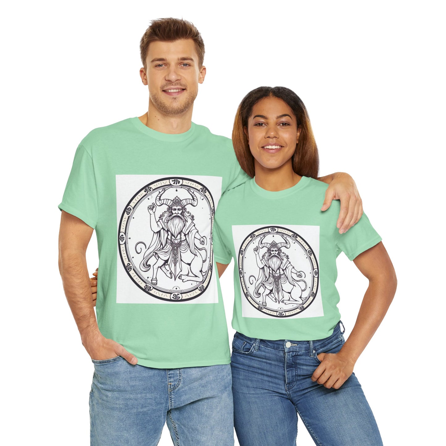 Unisex Heavy Cotton T-Shirt, Bull Centaur v1, Taurus Zodiac Design
