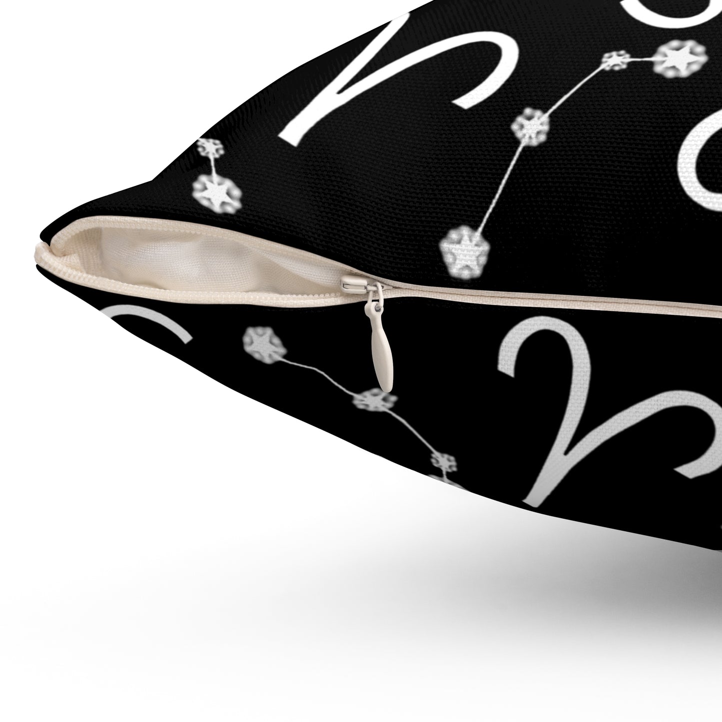 Zodiac Spun Polyester Square Pillow Aries Zodiac Sign Black Pillow