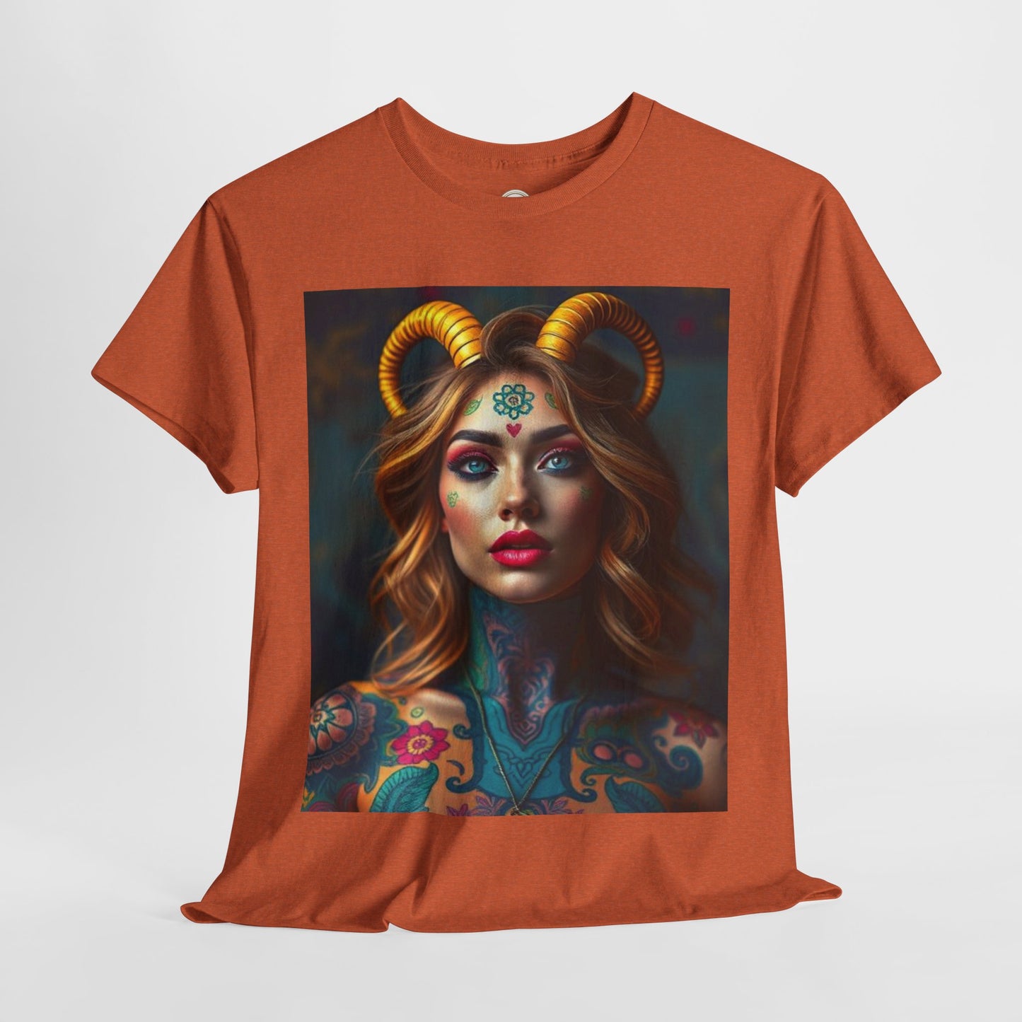 Unisex Heavy Cotton T-Shirt, Capricorn, Zodiac v1, Sexy Art