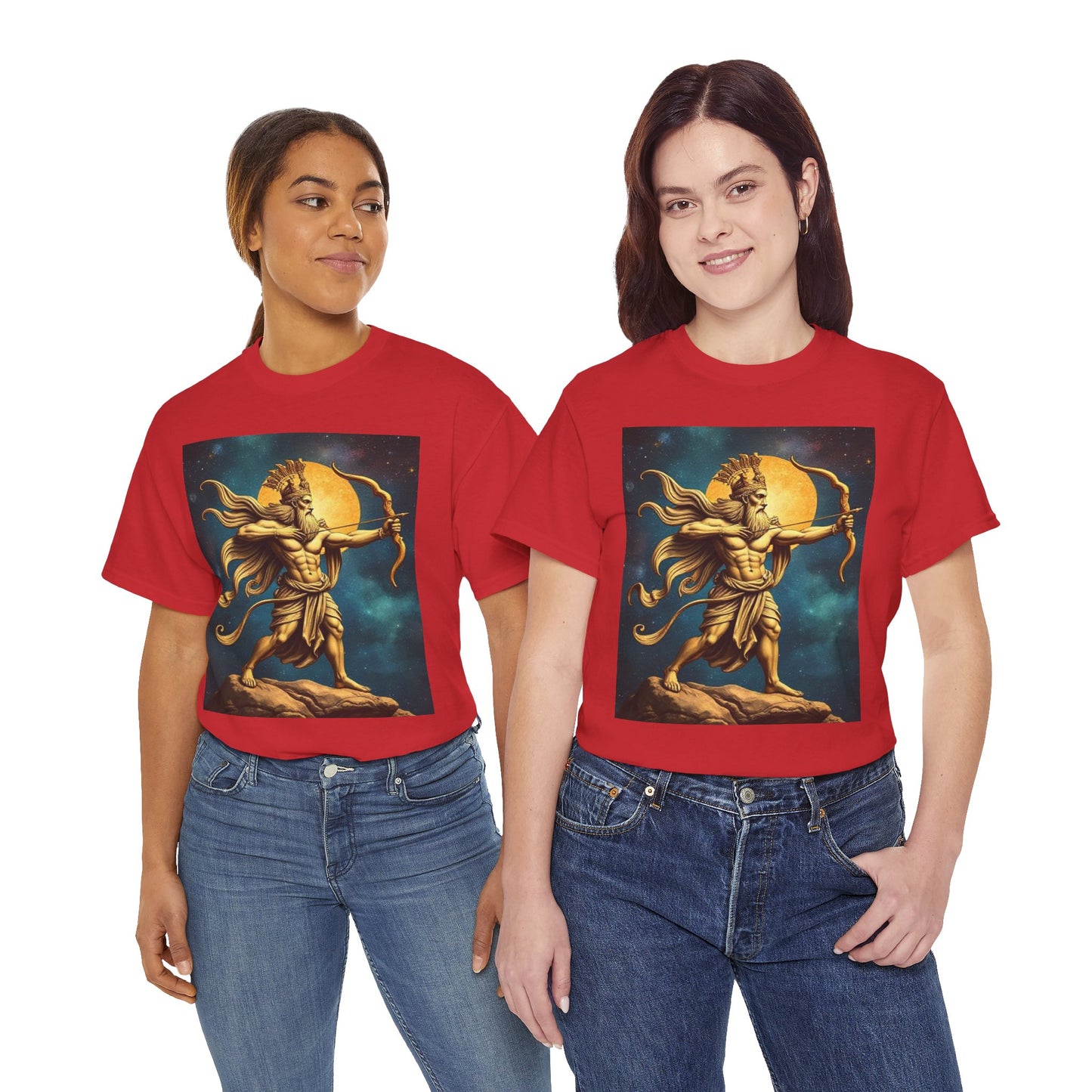 Unisex Heavy Cotton T-Shirt, Midnight Arrow v1, Sagittarius Zodiac Design
