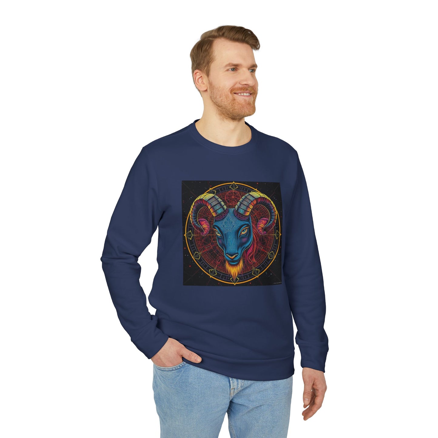 Adidas, Unisex Fleece Crewneck Sweatshirt, Aries, Pop Art v1, Zodiac