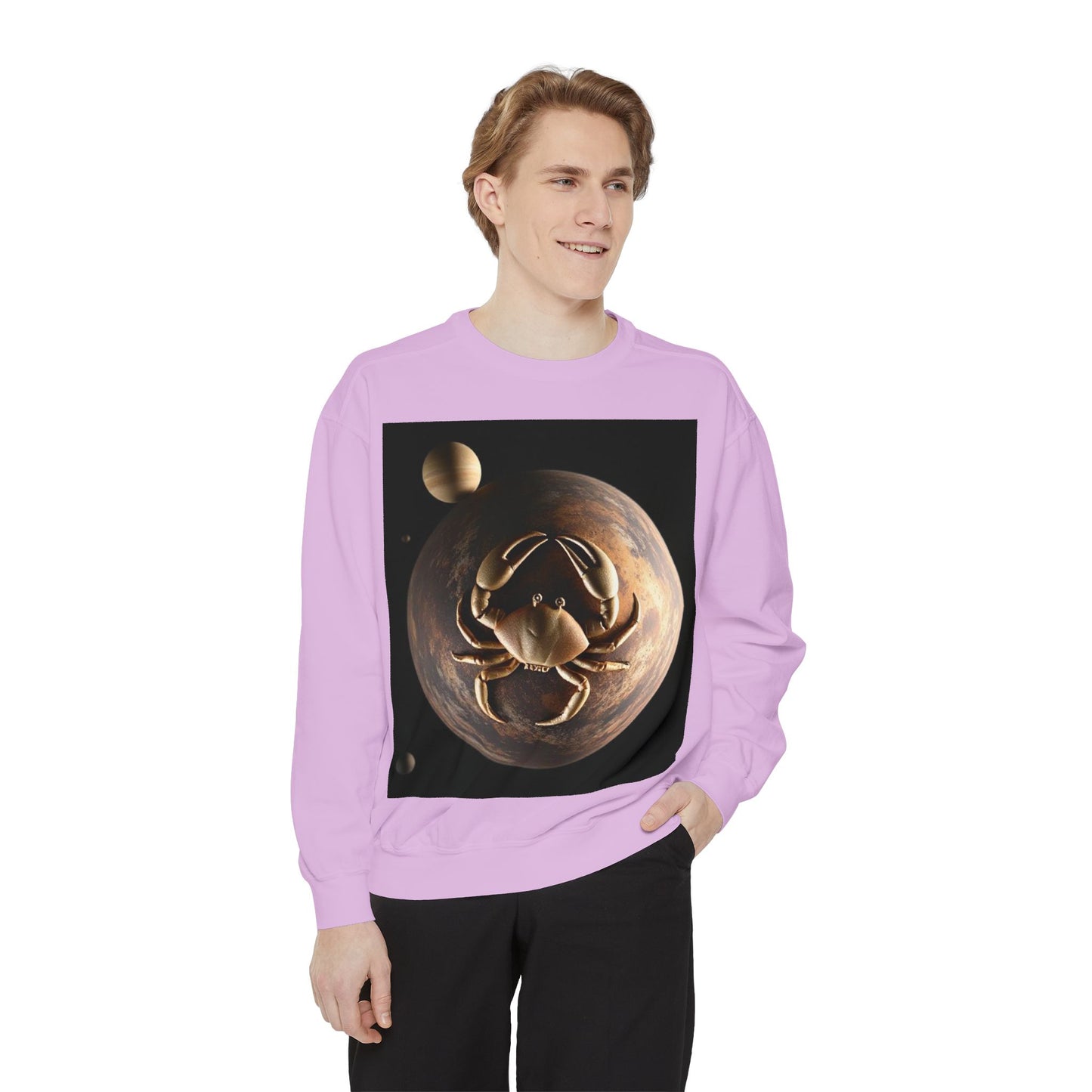 Garment-Dyed Sweatshirt, Unisex, Space Animal Design v1, Cancer