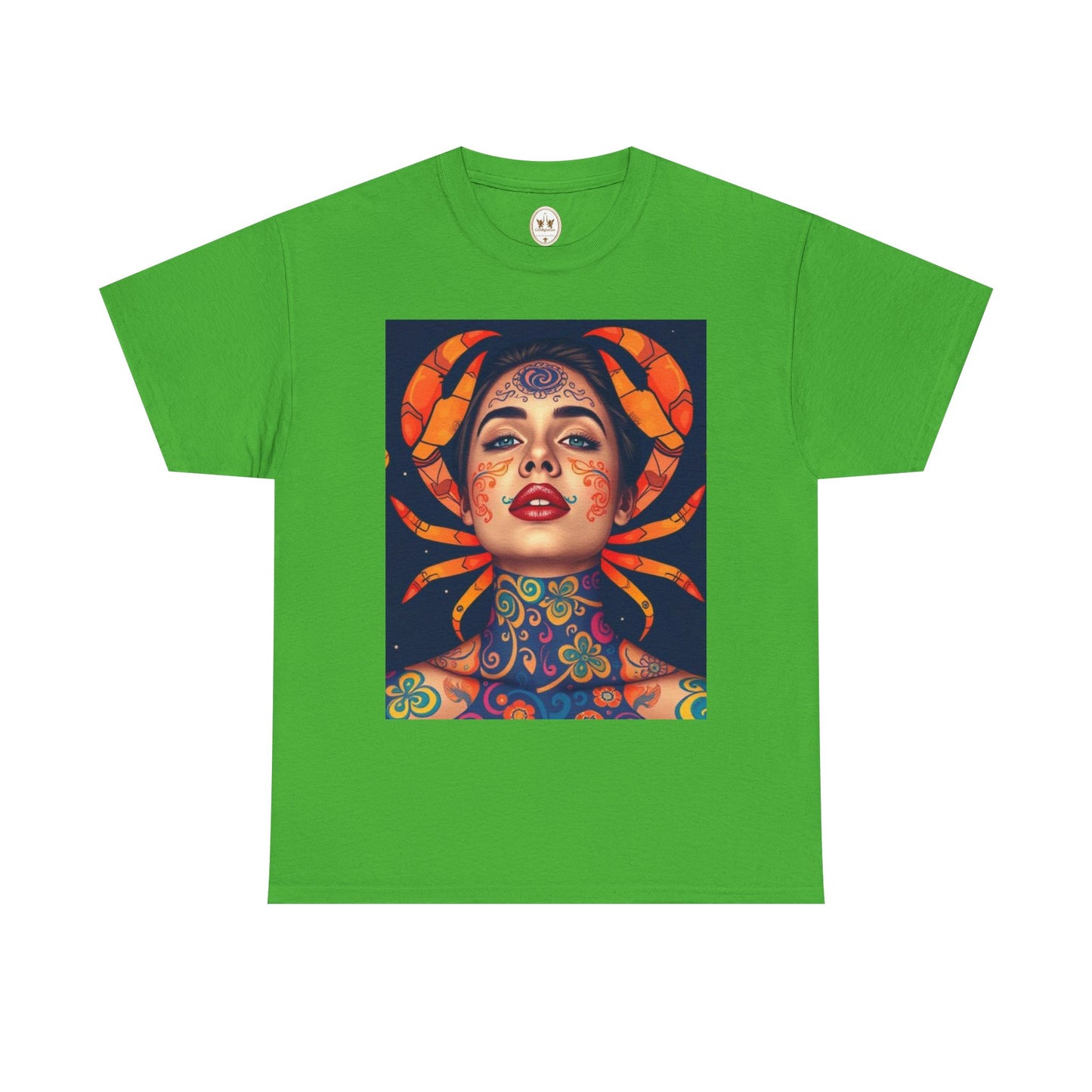 Unisex Heavy Cotton T-Shirt, Cancer, Zodiac v2, Sexy Art