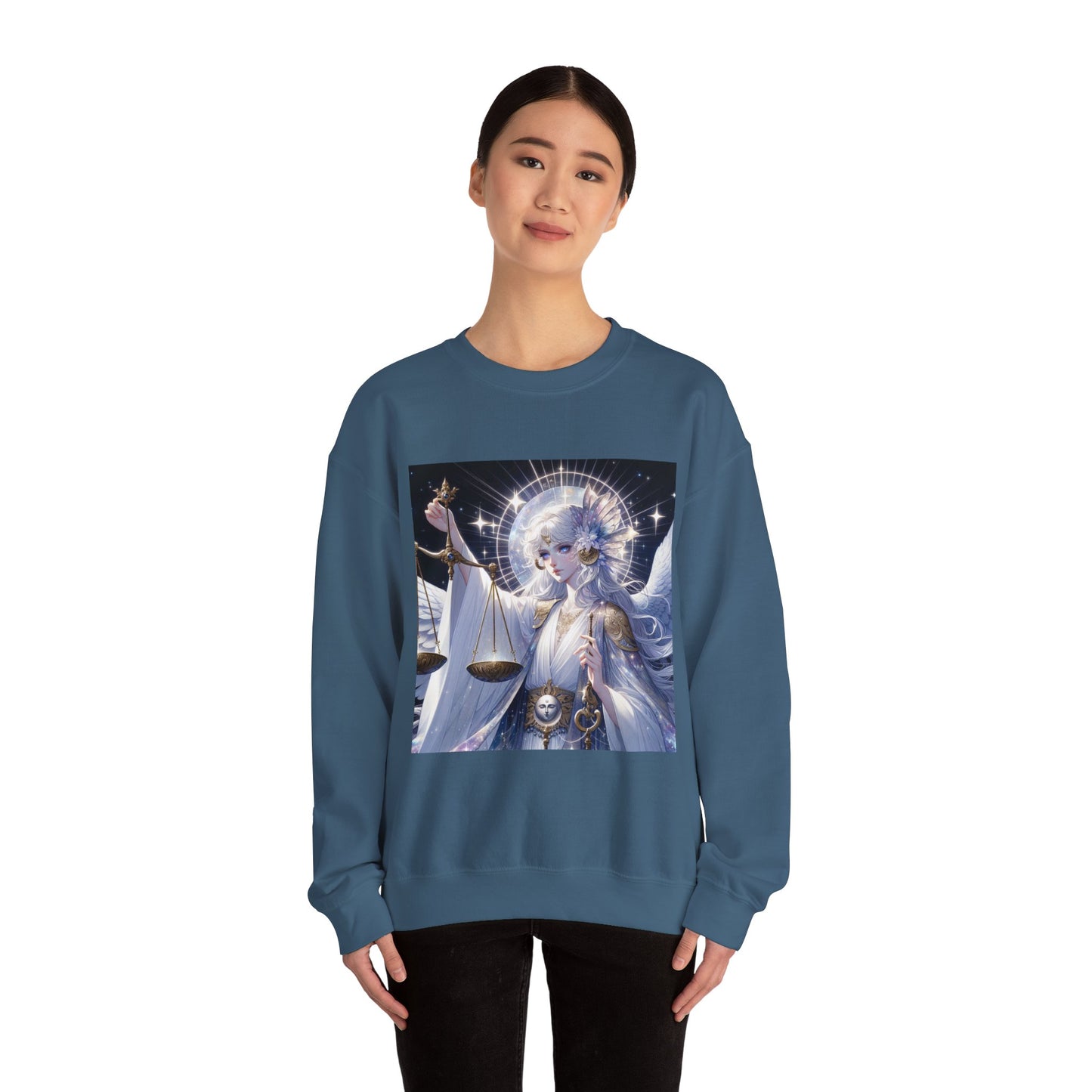 Unisex Heavy Blend™ Crewneck Sweatshirt,anime angel, Libra Zodiac Design