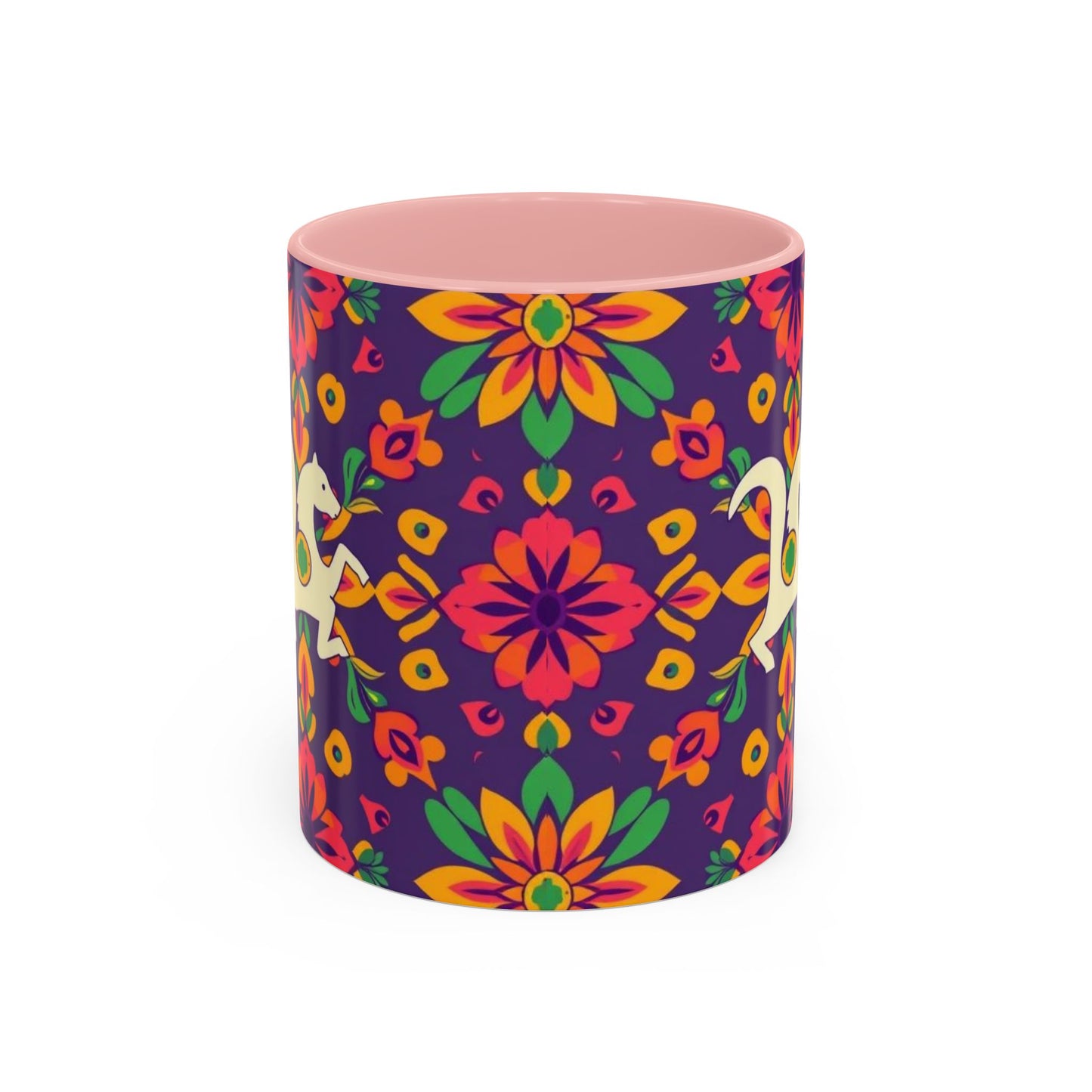 Accent Coffee Mug, Aquarius, Zodiac v2, Flower Pattern, (11, 15oz)
