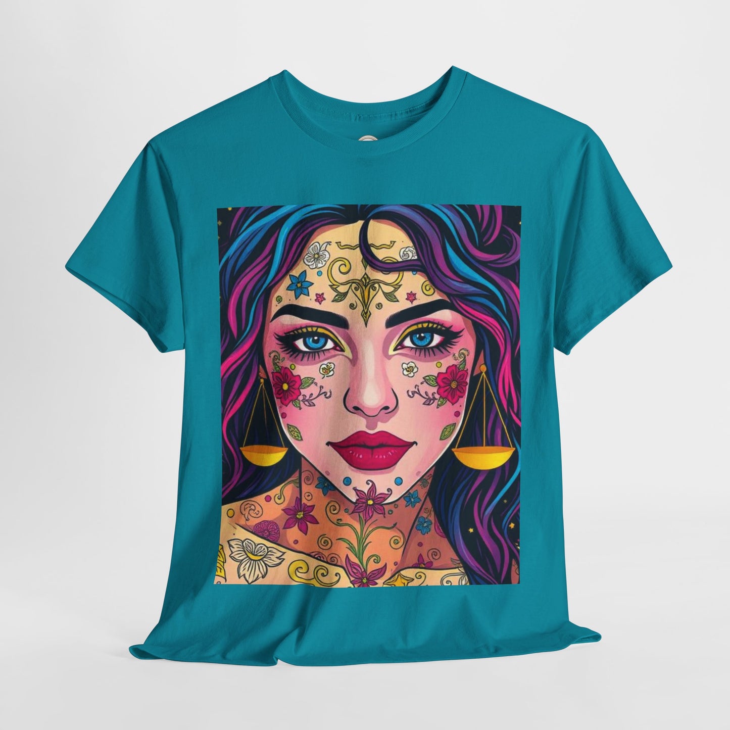 Unisex Heavy Cotton T-Shirt, Libra, Zodiac v4, Sexy Art