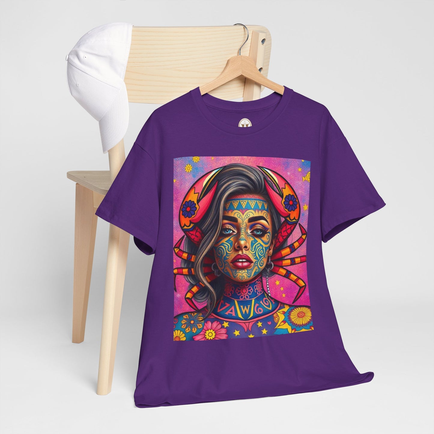 Unisex Heavy Cotton T-Shirt, Cancer, Zodiac v3, Sexy Art