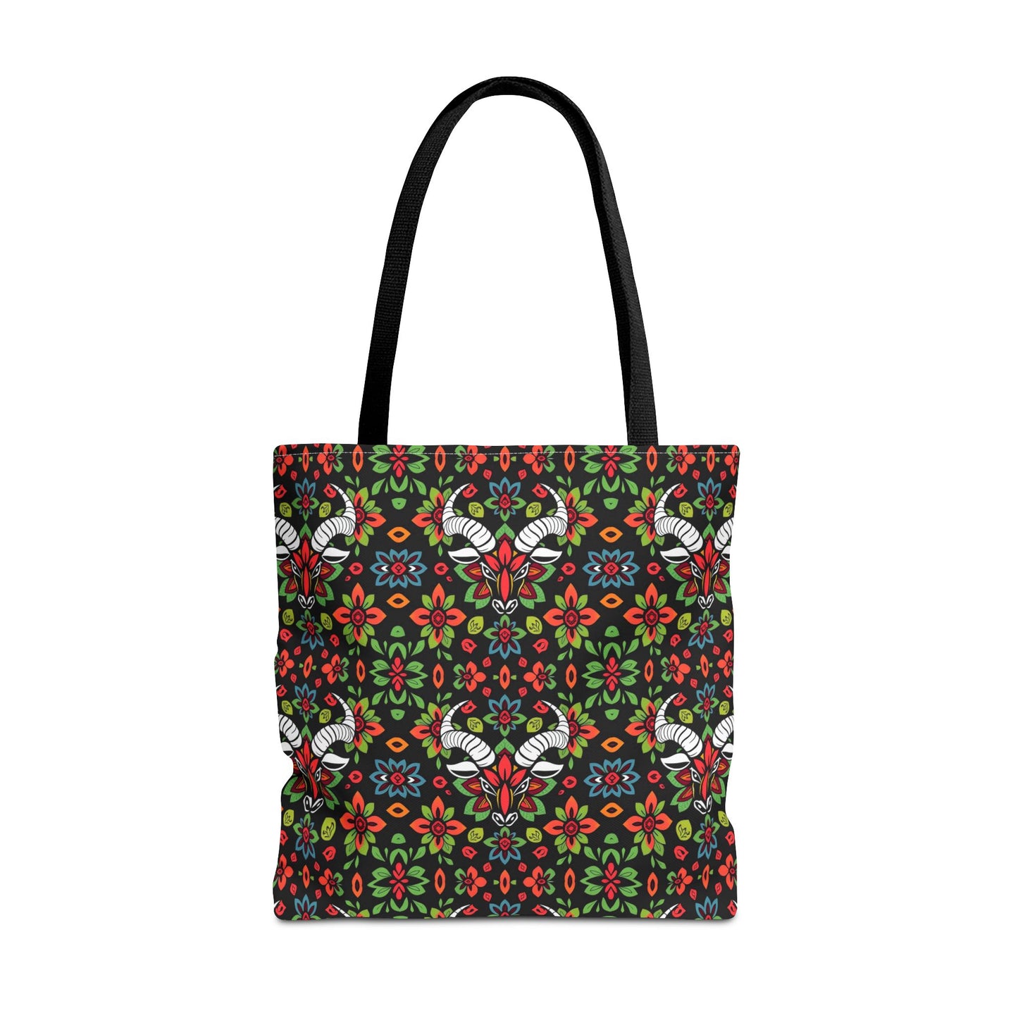 Tote Bag (AOP), Taurus, Zodiac v1, Flower Pattern