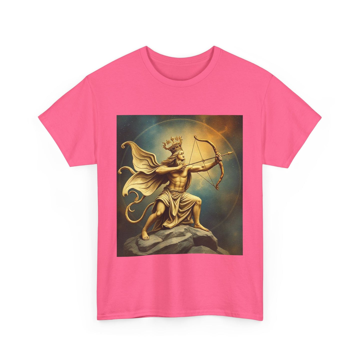 Unisex Heavy Cotton T-Shirt, Sagittarius King, Bow & Arrow v1, Zodiac Design