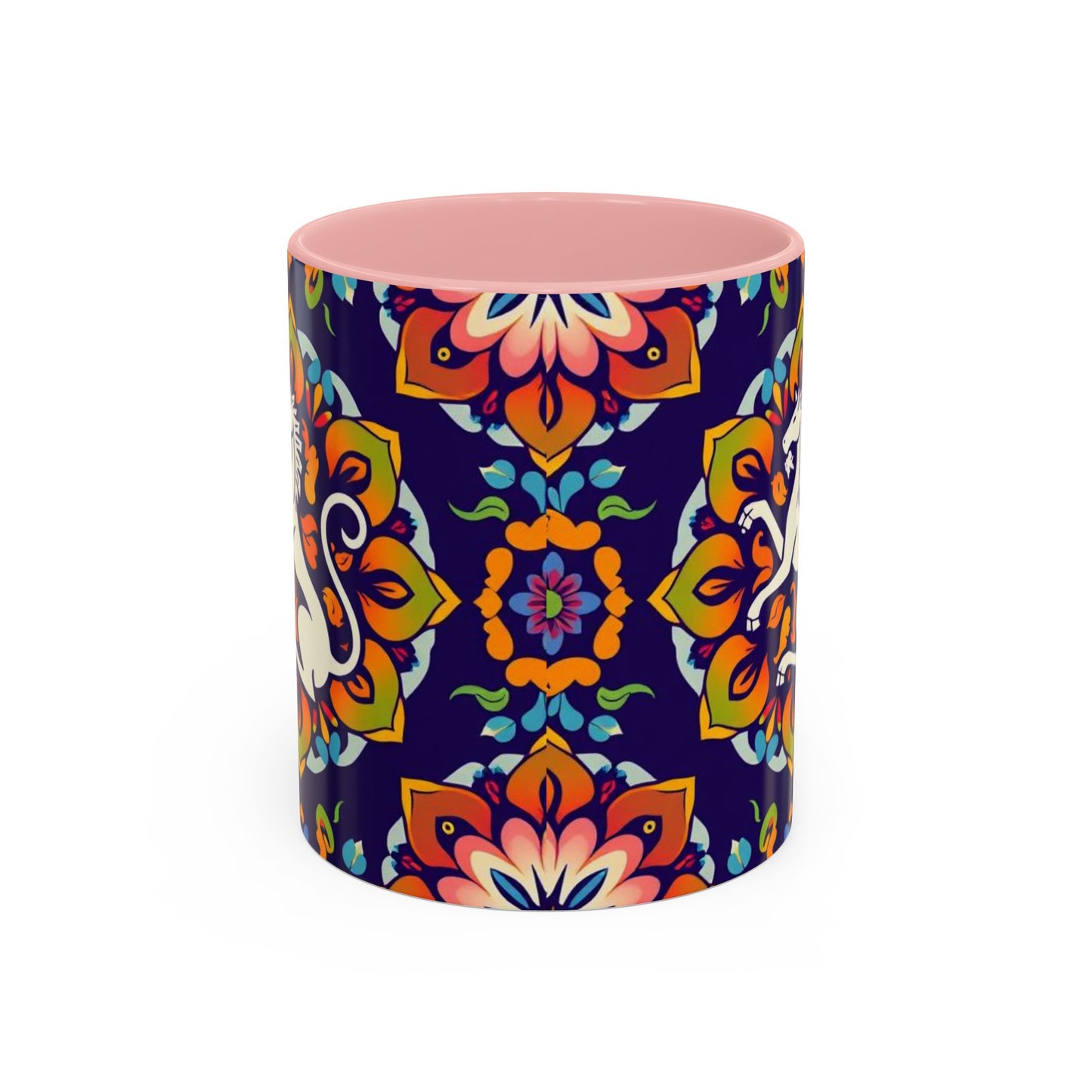 Accent Coffee Mug, Virgo, Zodiac v4. Flower Pattern, (11, 15oz)