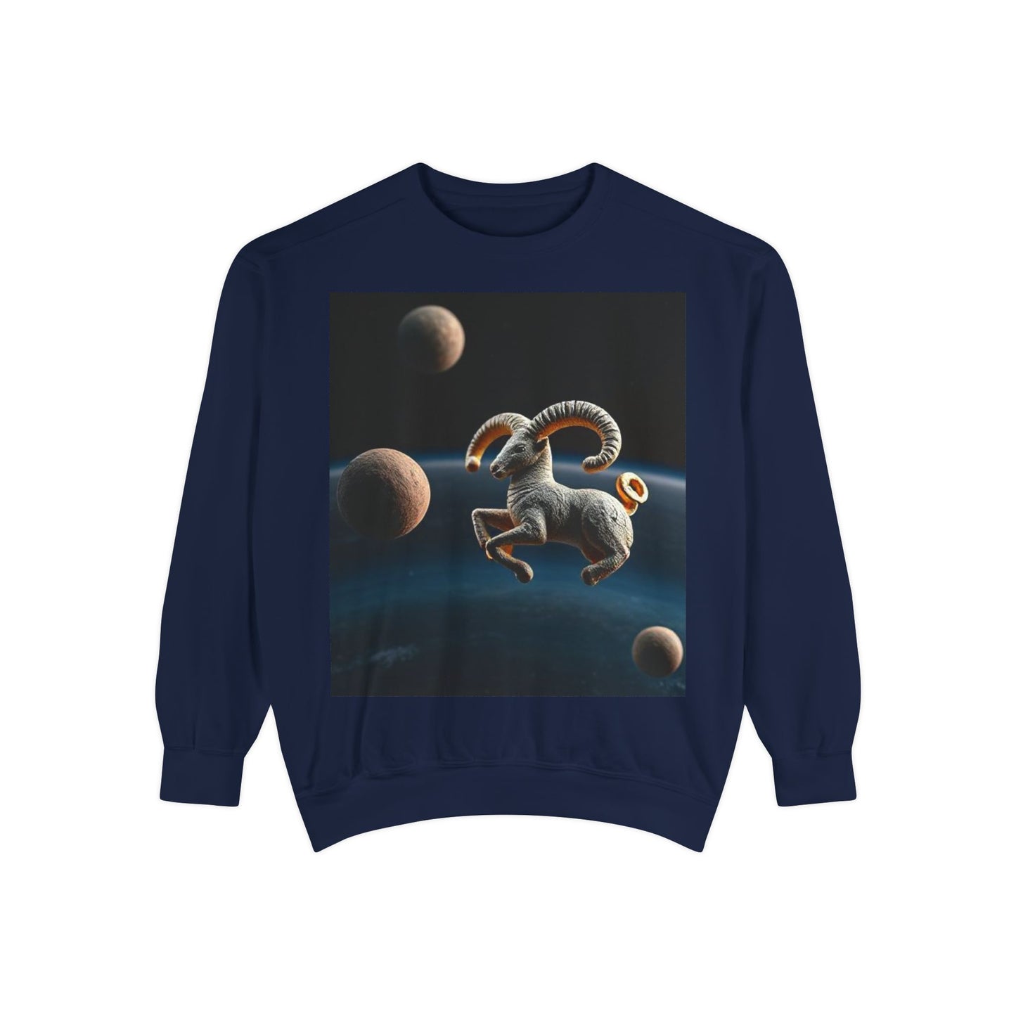 Garment-Dyed Sweatshirt, Unisex, Space Animal Design v1, Aries