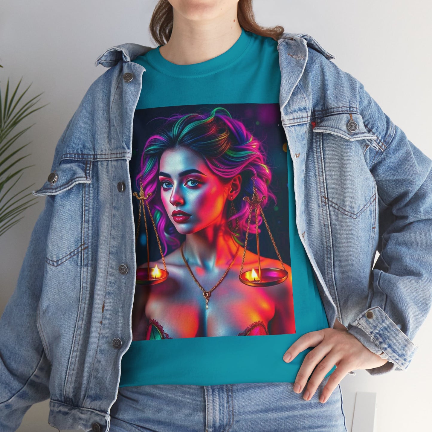Unisex Heavy Cotton T-Shirt, Libra, Zodiac v3, Sexy Art