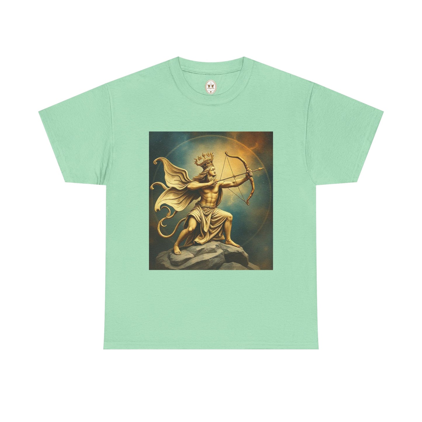 Unisex Heavy Cotton T-Shirt, Sagittarius King, Bow & Arrow, Zodiac Design