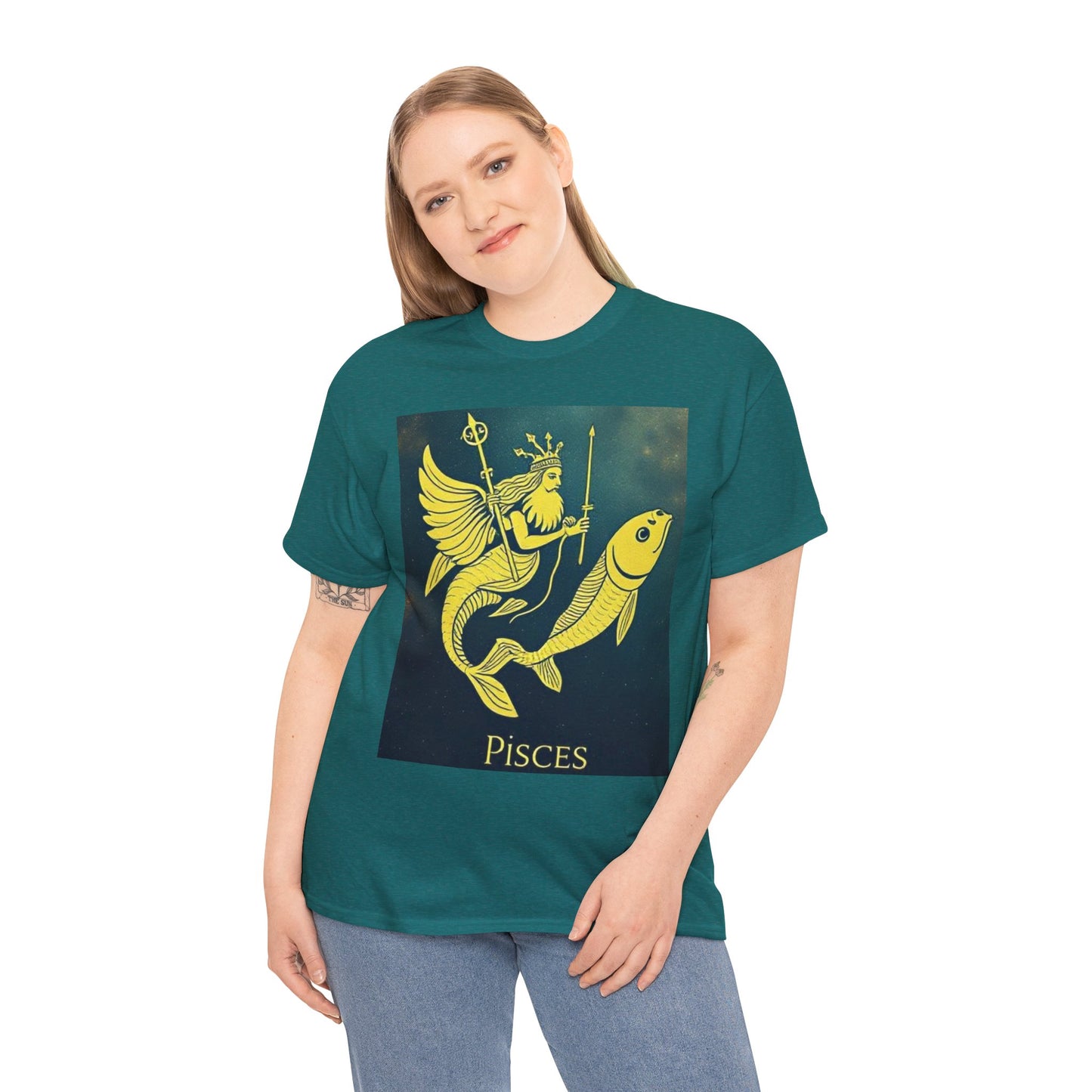 Unisex Heavy Cotton T-Shirt, Pisces Queen, Zodiac Design