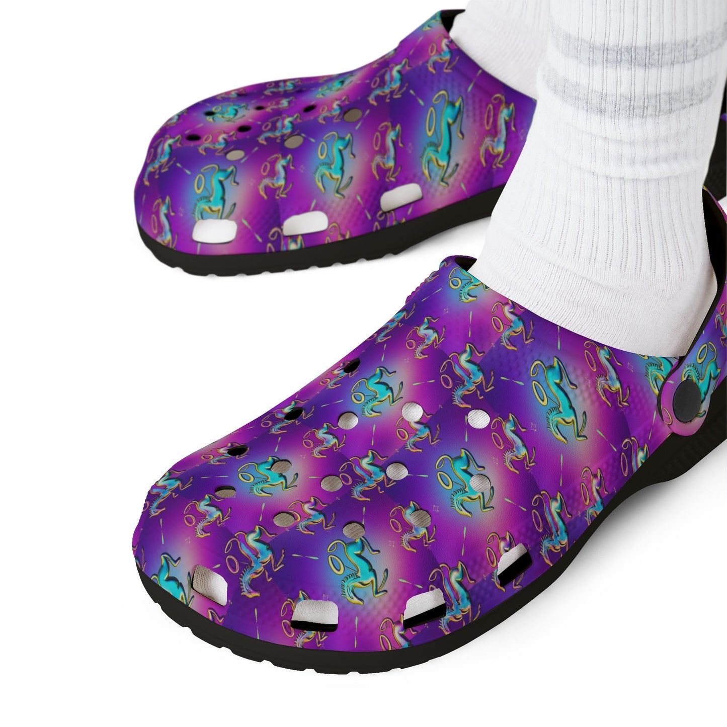EVA Foam Rubber Shoes, (AOP), Aquarius, Zodiac v4, Pattern