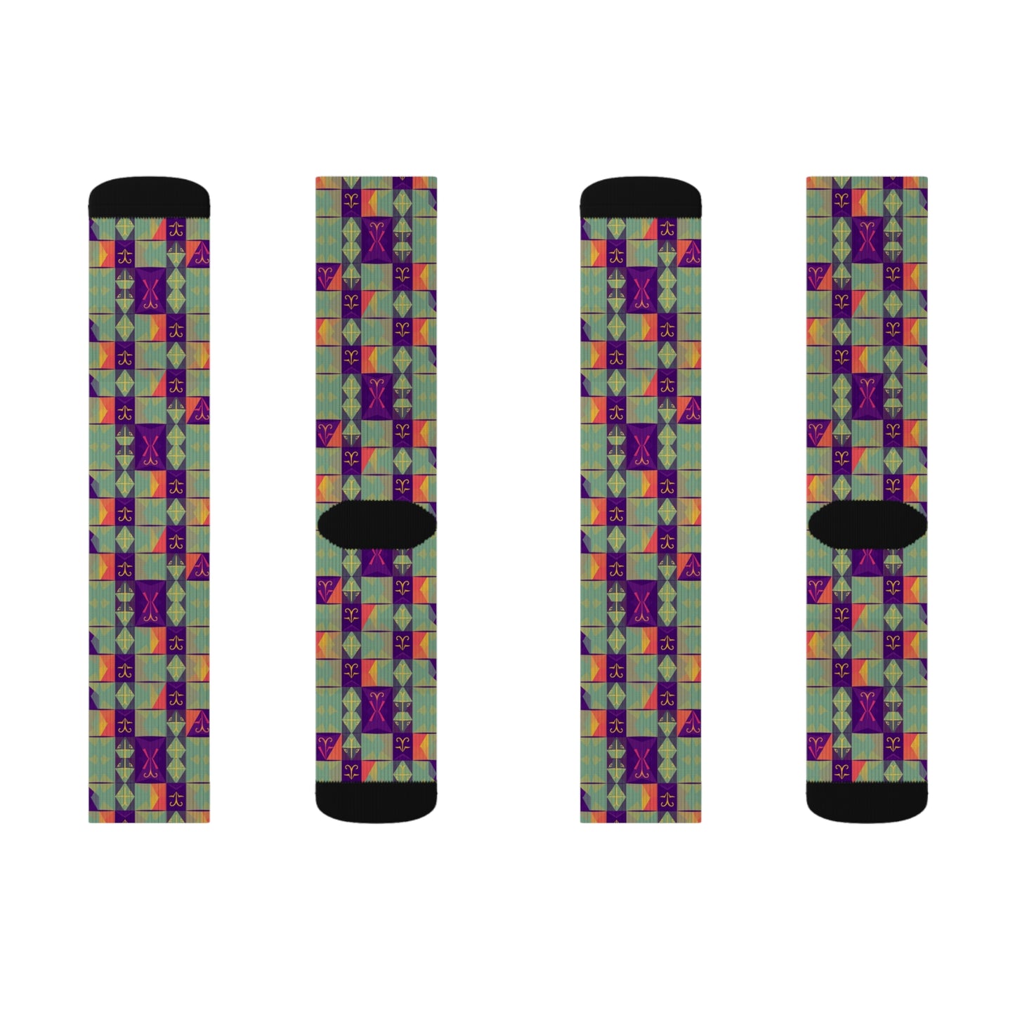 Sublimation Socks, Aquarius, Zodiac v2, Shapes Pattern