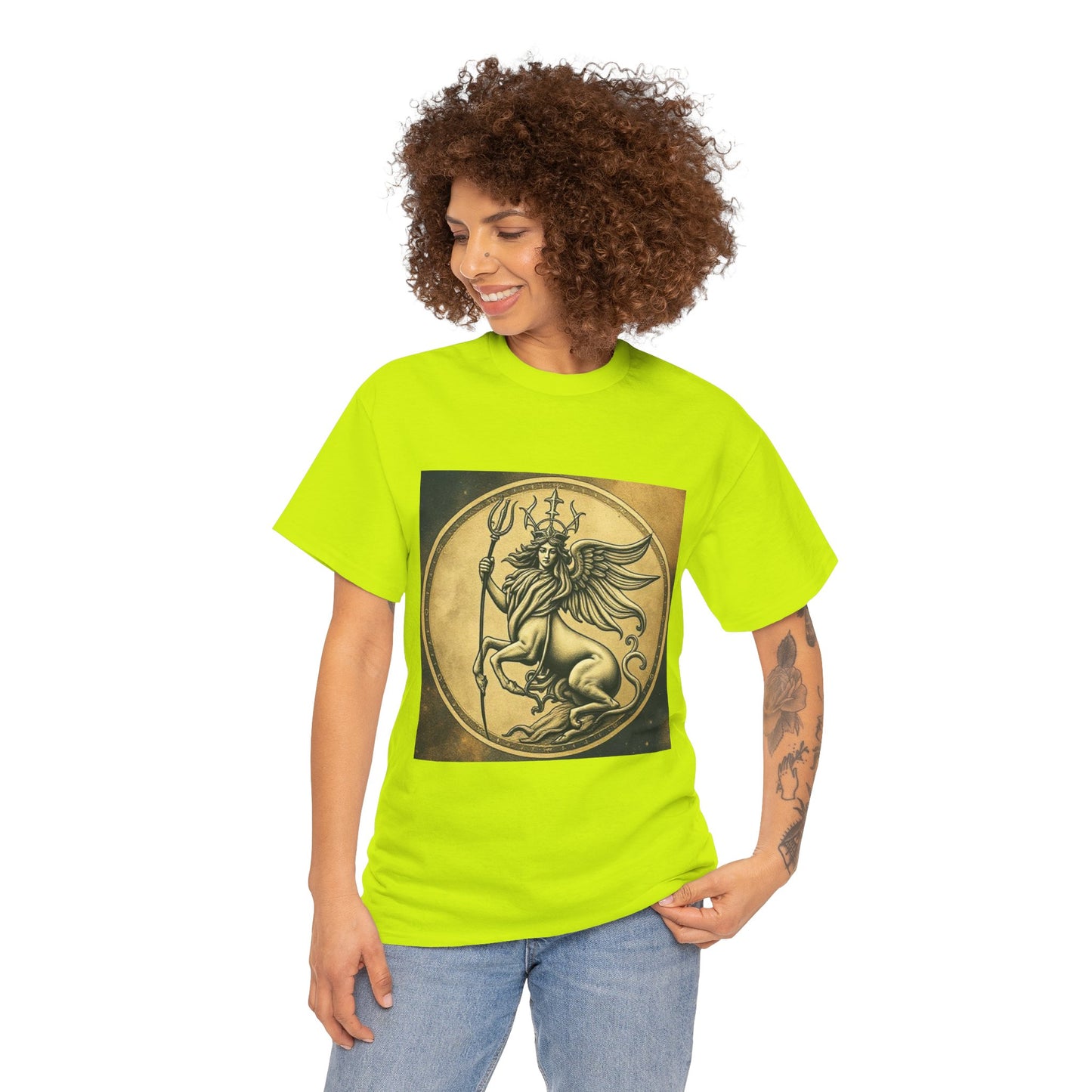 Unisex Heavy Cotton T-Shirt, Animal Angel v1, Virgo Zodiac Design