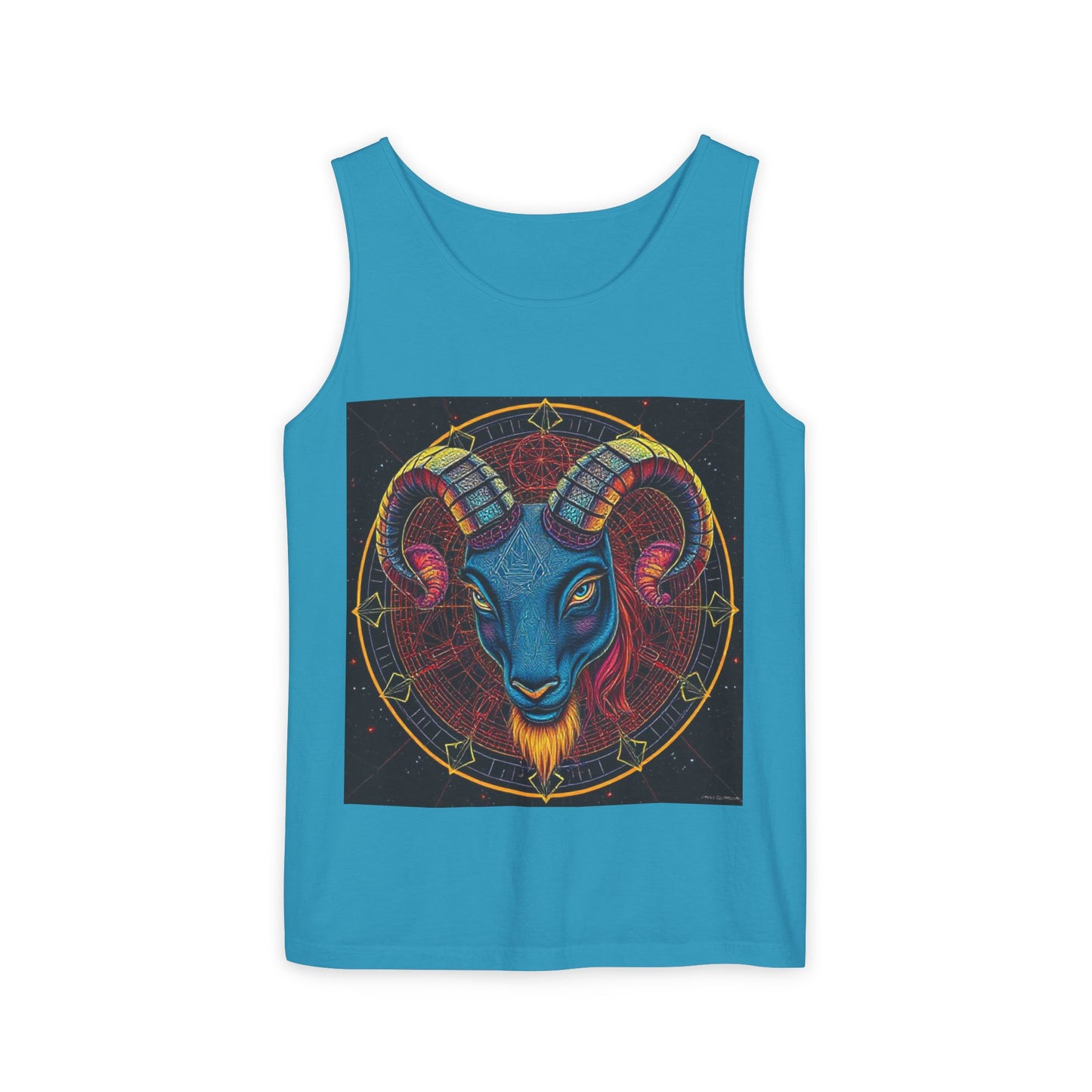 Unisex Garment-Dyed, Tank Top, Aries Design, Pop Art, 100% Ringspun US cotton