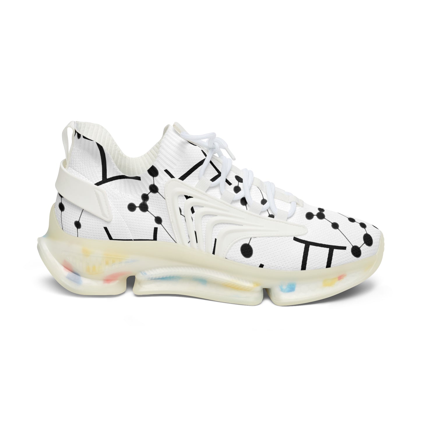 Women's Mesh Sneakers, Constellation & Symbol, Gemini Zodiac Sign, AOP