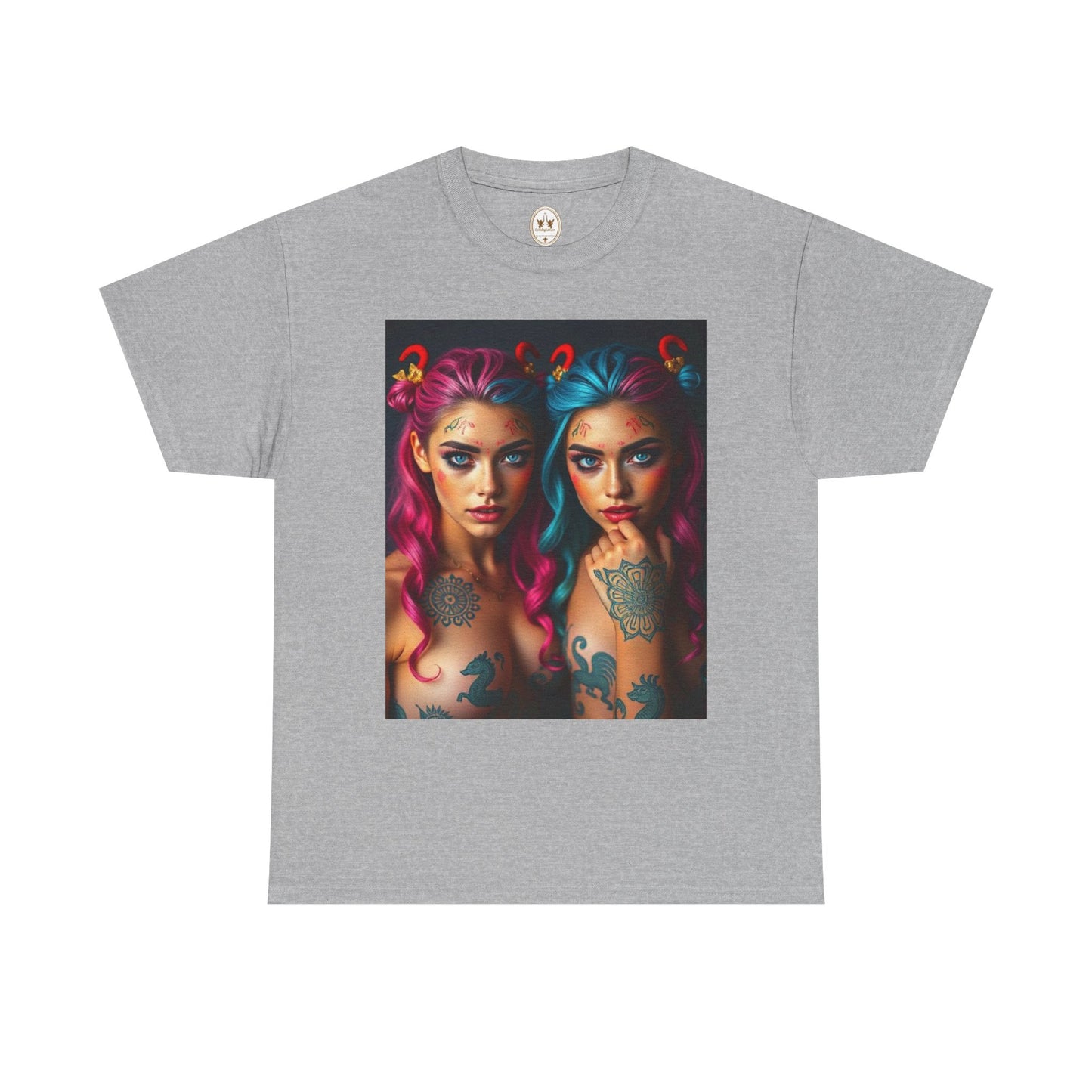 Unisex Heavy Cotton T-Shirt, Gemini, Zodiac v1, Sexy Art