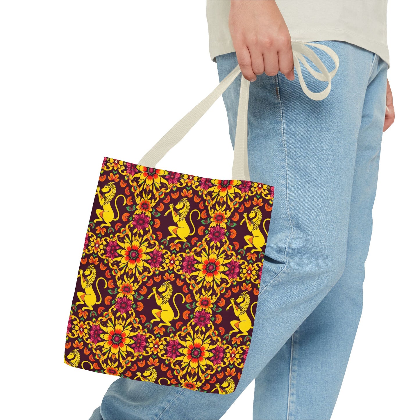 Tote Bag (AOP), Virgo, Zodiac v2, Flower Pattern