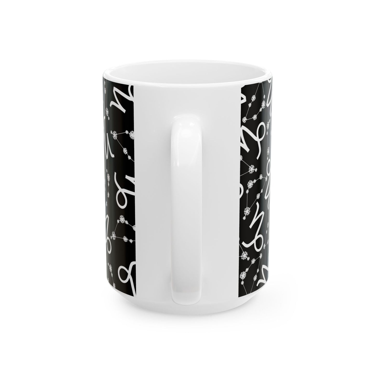 Ceramic Mug, (11oz, 15oz), Ceramic Coffee Mug, Black AOP, Capricorn Zodiac Design