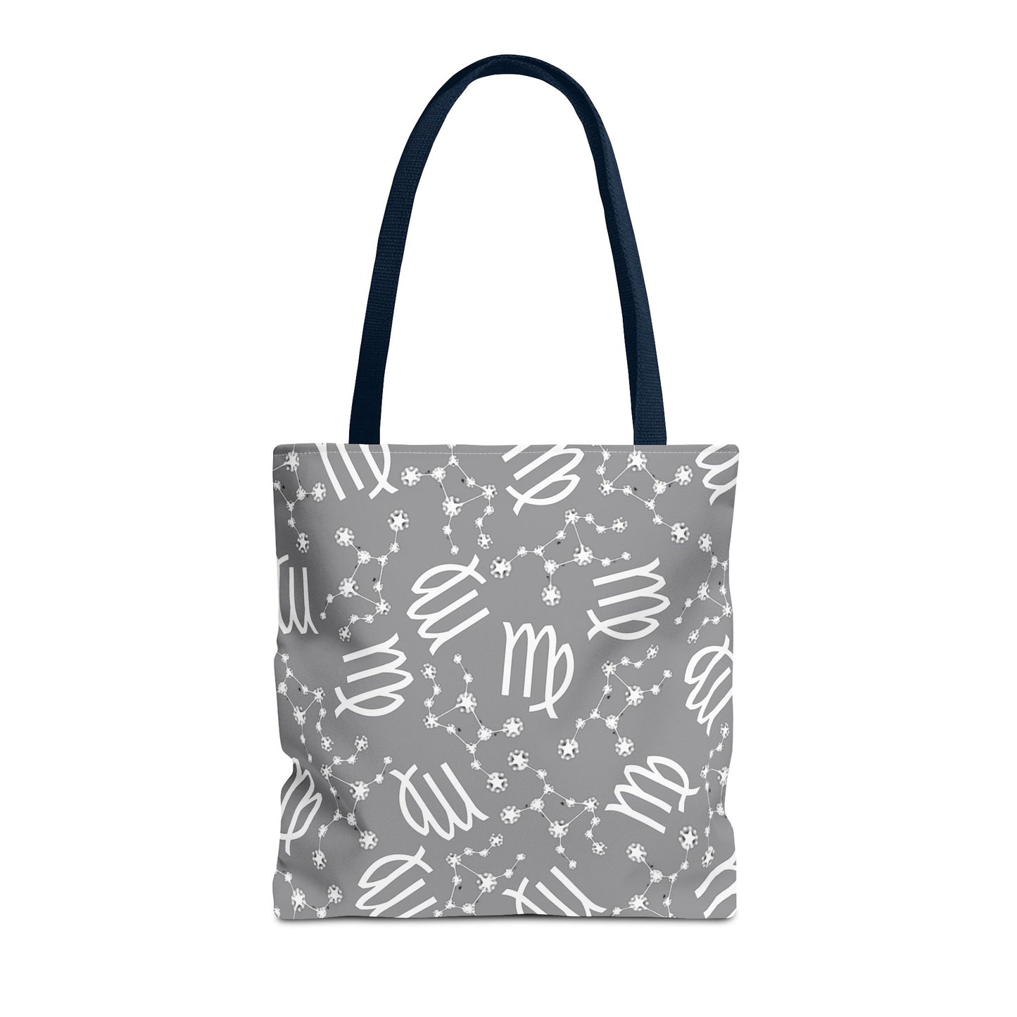 Tote Bag, Virgo Zodiac Sign, AOP, (Grey, White)