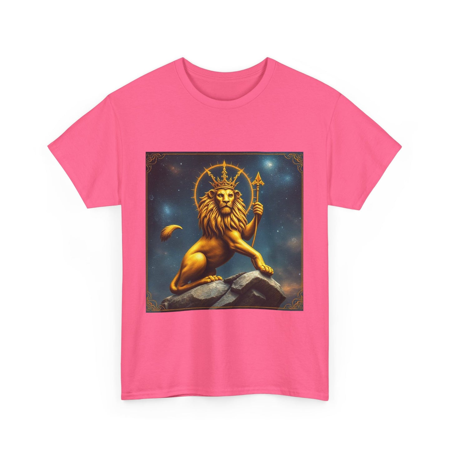 Unisex Heavy Cotton T-Shirt, King of Lions, Leo Zodiac Design