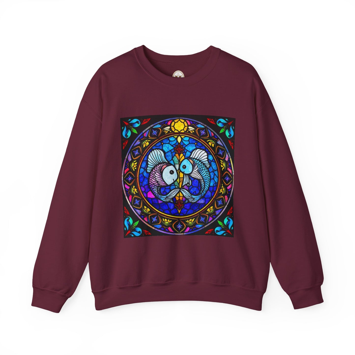 Unisex Heavy Blend™ Crewneck Sweatshirt, Glass, Pisces Zodiac Design