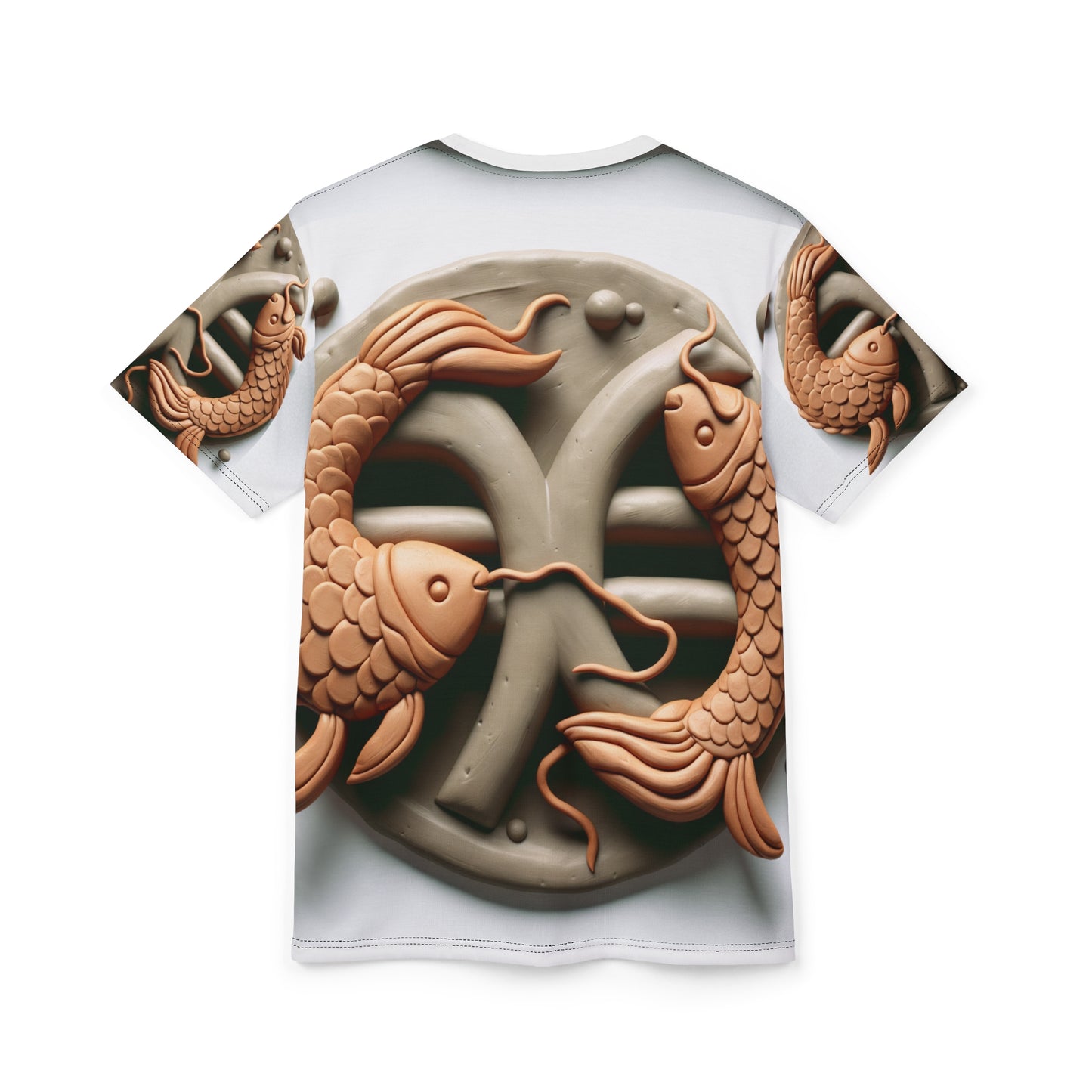 Unisex Cut & Sew T-Shirt (AOP), Catfish, Pisces Zodiac Design, Regular fit, 100% Polyester