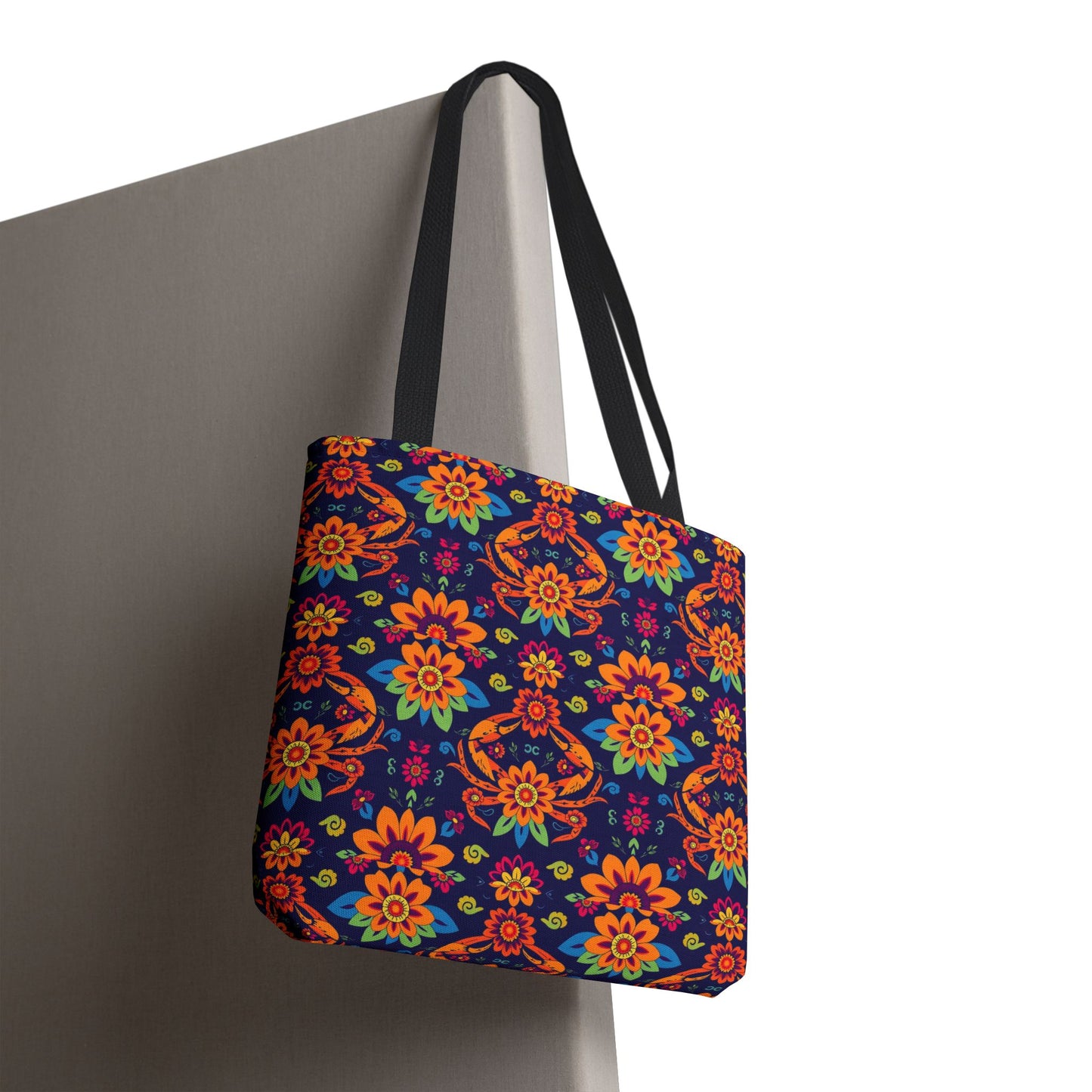 Tote Bag, (AOP), Cancer, Zodiac v6, Flower Pattern