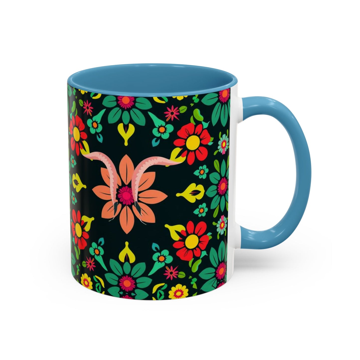 Accent Coffee Mug, Aquarius, Zodiac v4, Flower Pattern, (11, 15oz)