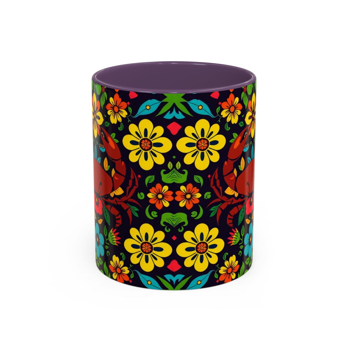 Accent Coffee Mug, Cancer, Zodiac v2, Flower Pattern, (11, 15oz)