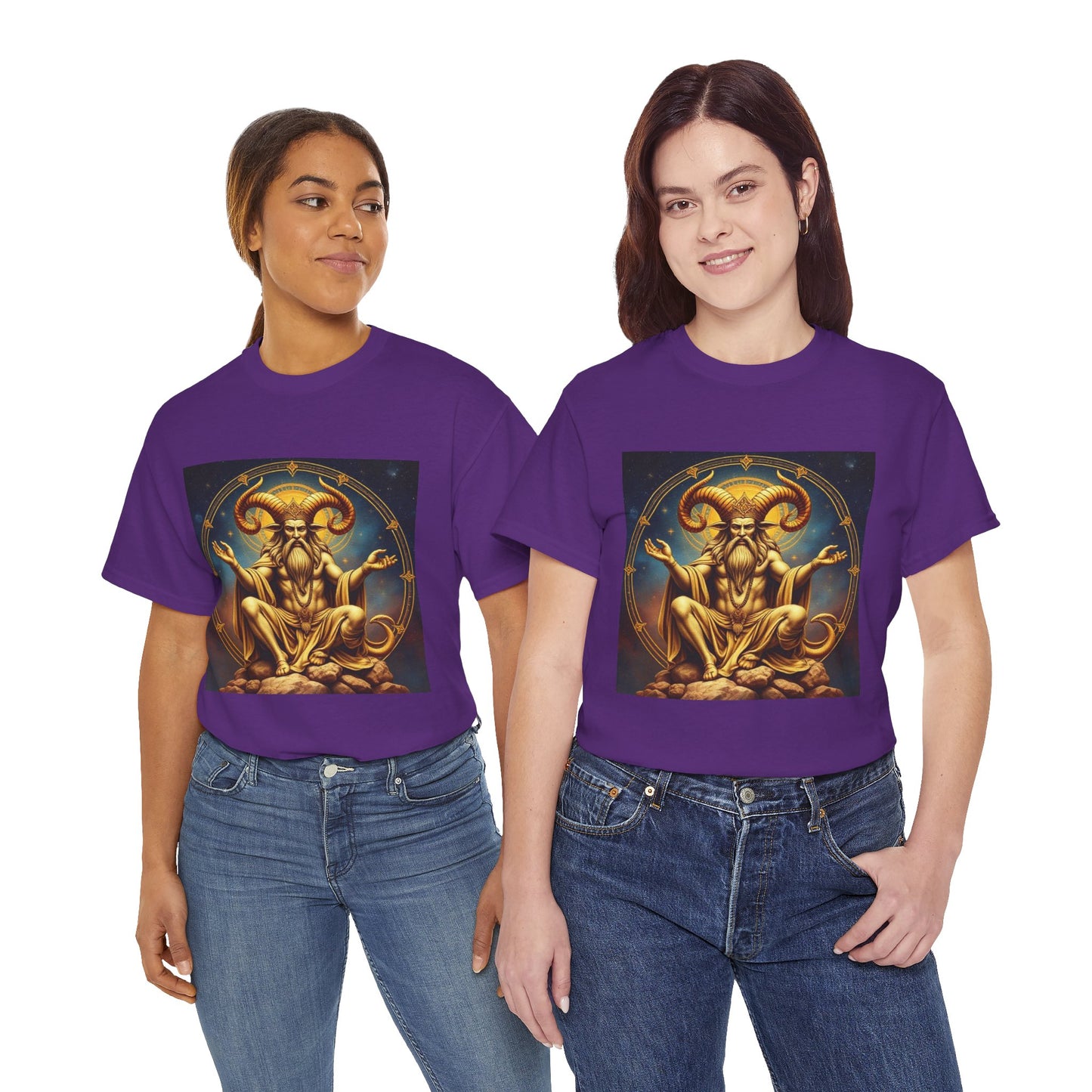 Unisex Heavy Cotton T-Shirt, On The Throne, Taurus Zodiac Design