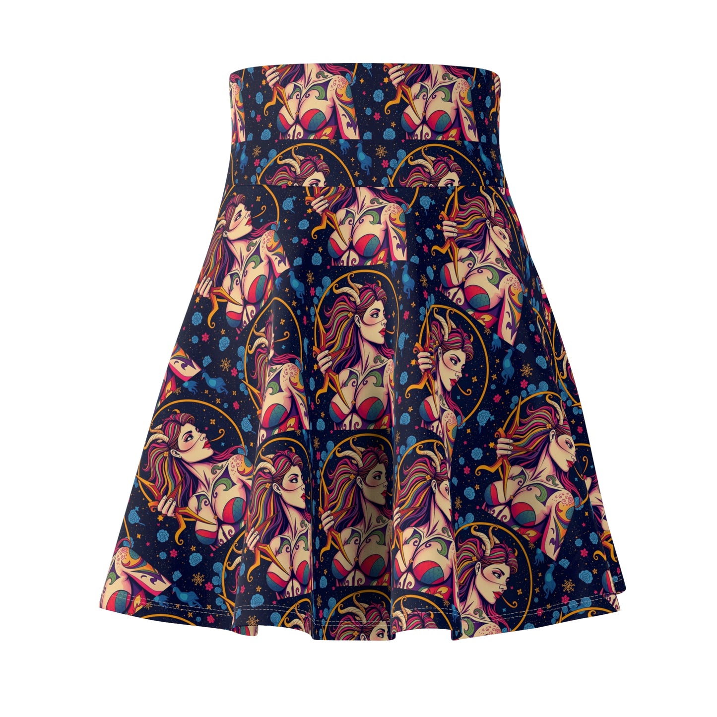Women's Skater Skirt, (AOP), Sagittarius, Zodiac v3, Sexy Pattern