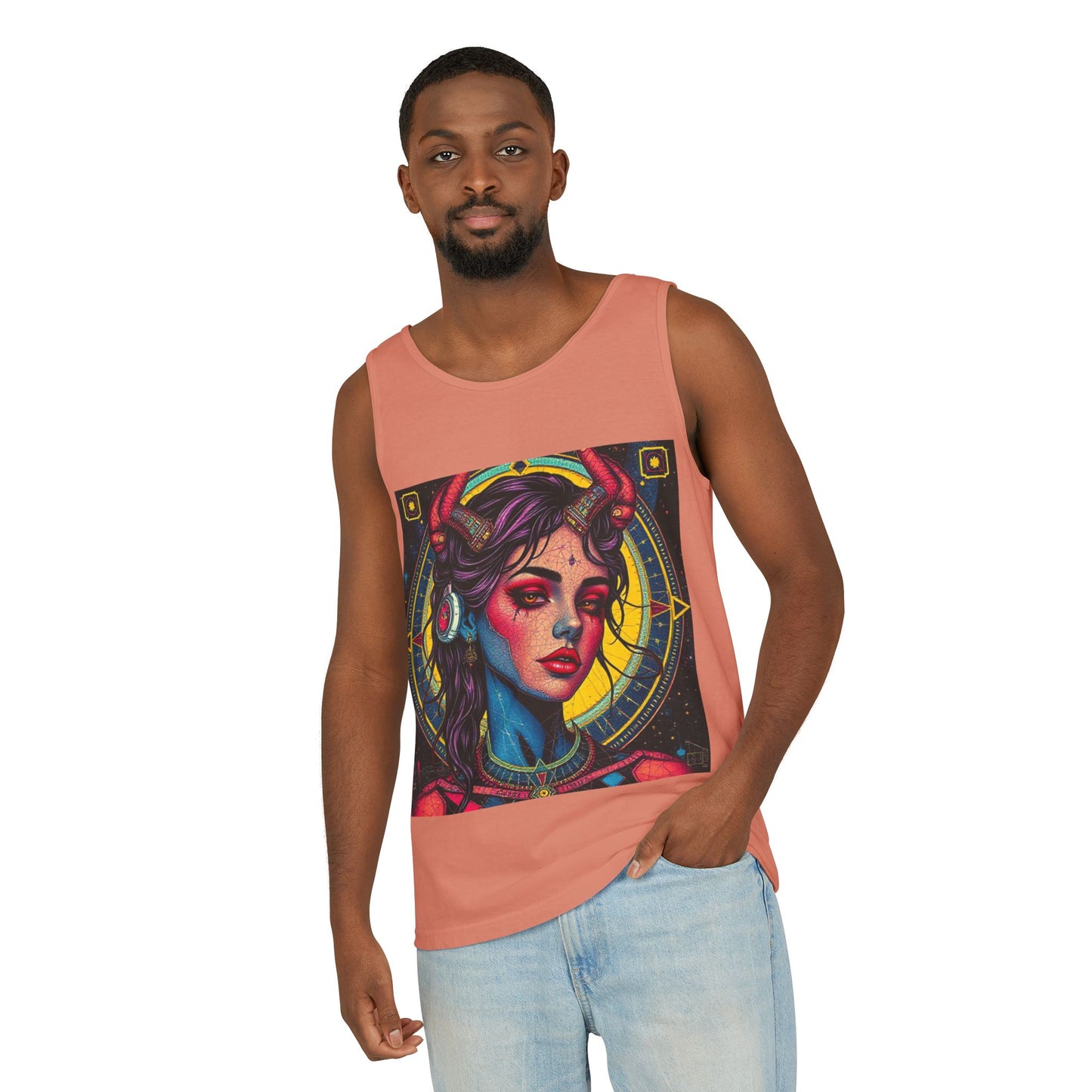 Unisex Garment-Dyed, Tank Top, Scorpio Design, Pop Art, 100% US cotton